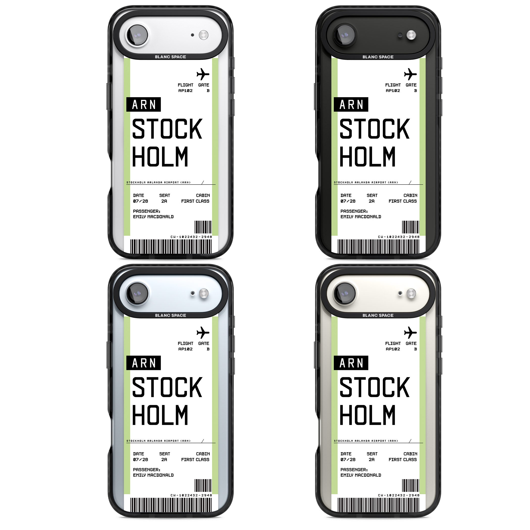 Personalised Stockholm Boarding Pass iPhone 17 Air Impact Pro Black Phone Case APT Impact Protection