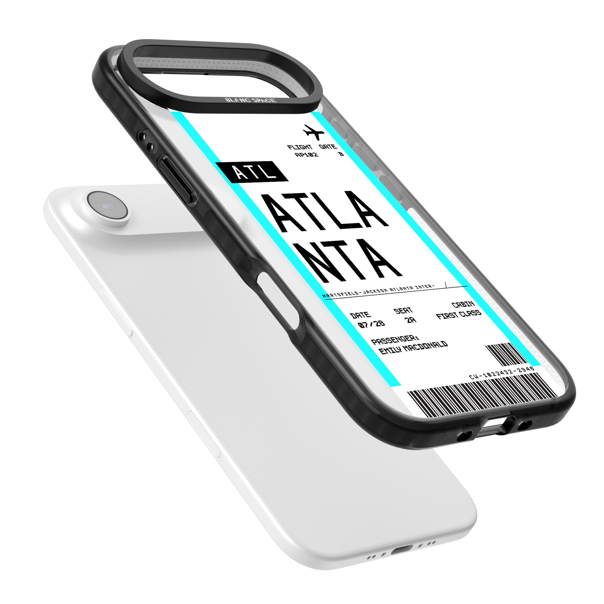 Personalised Atlanta Boarding Pass iPhone 17 Air Impact Pro Black Phone Case Colours
