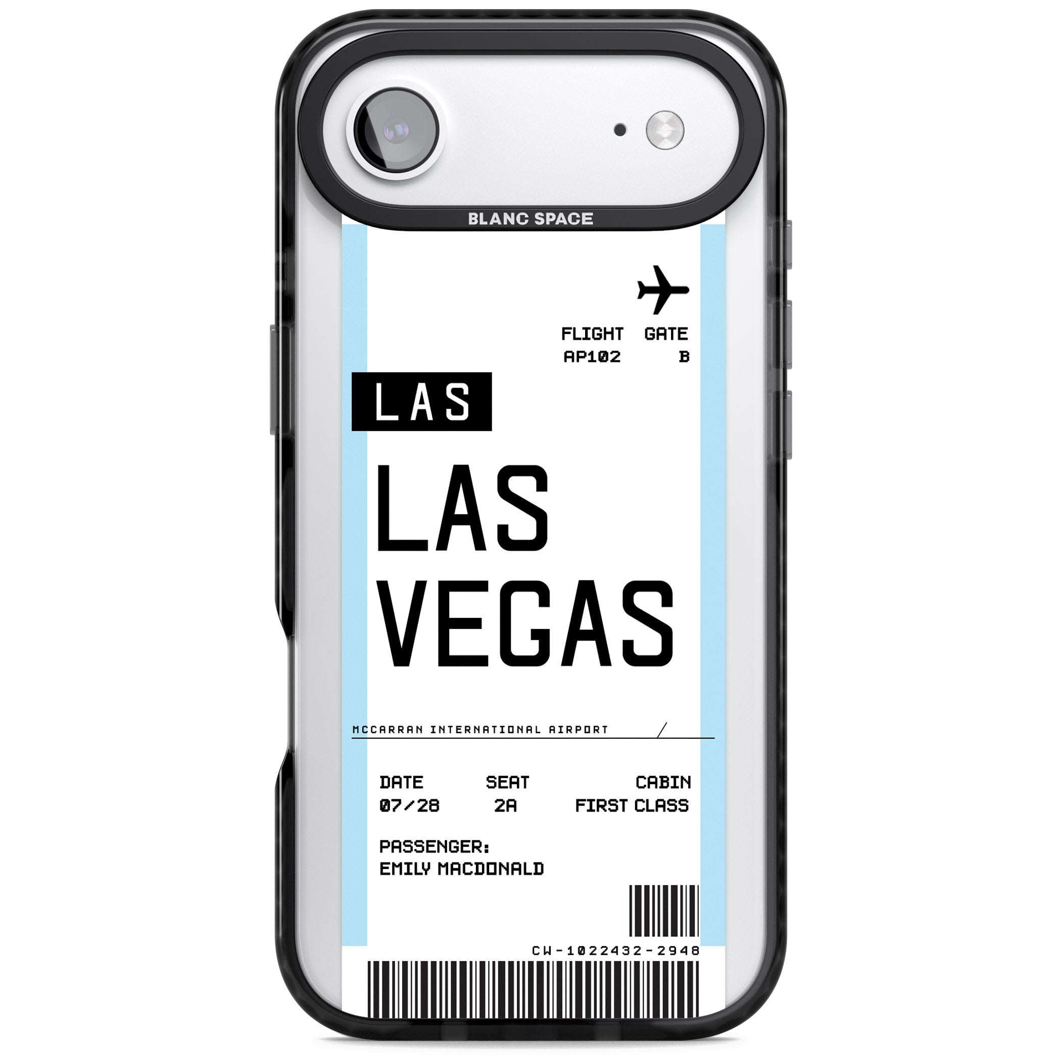 Personalised Las Vegas Boarding Pass iPhone 17 Air Impact Pro Black Phone Case