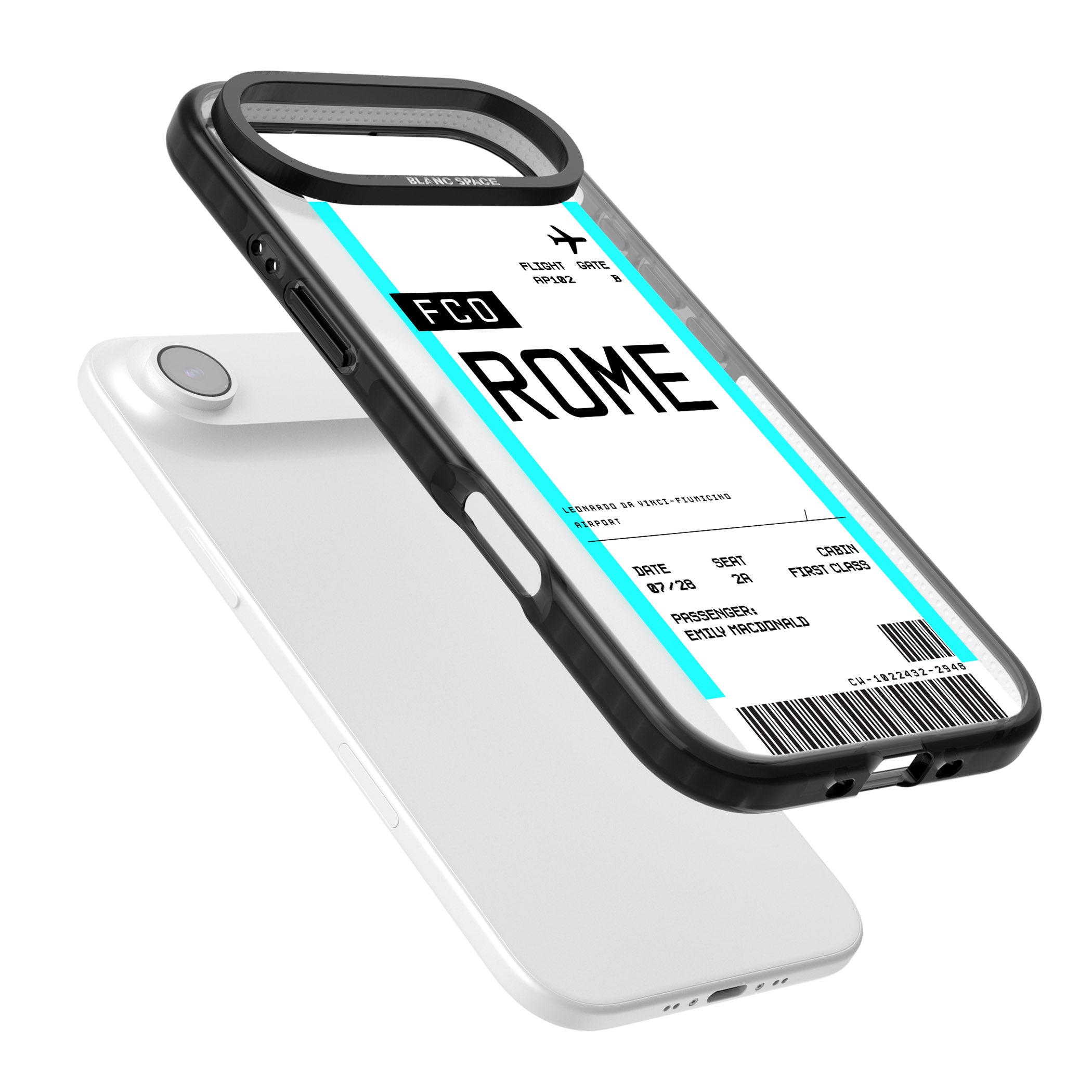 Personalised Rome Boarding Pass iPhone 17 Air Impact Pro Black Phone Case Colours