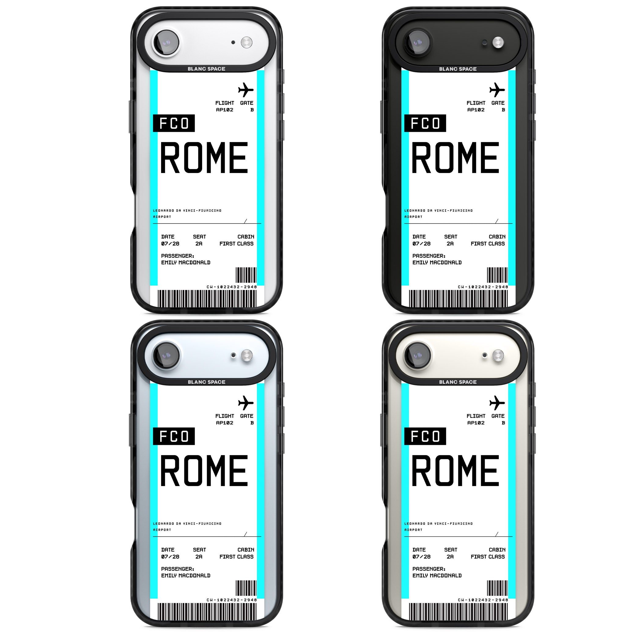 Personalised Rome Boarding Pass iPhone 17 Air Impact Pro Black Phone Case APT Impact Protection