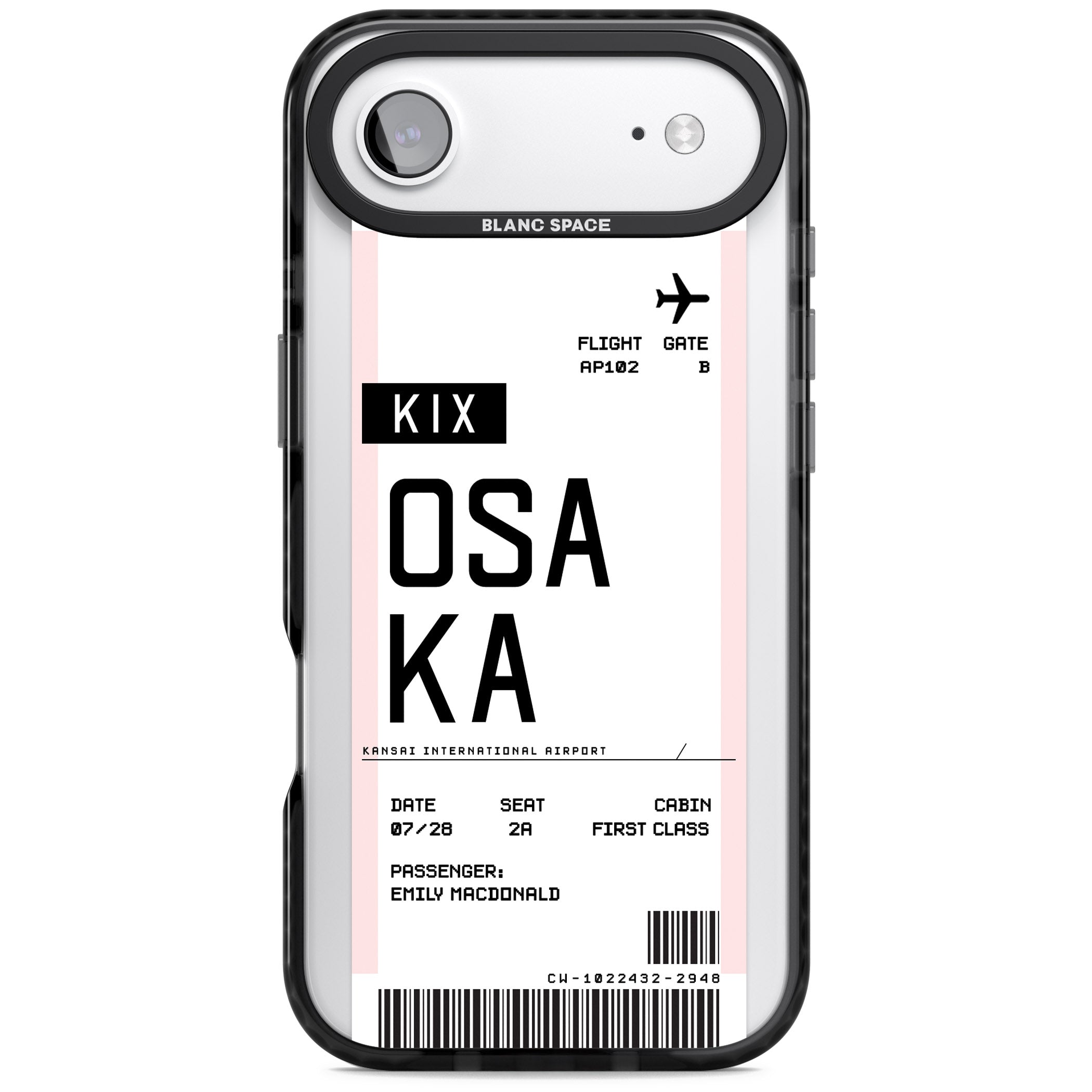 Personalised Osaka Boarding Pass iPhone 17 Air Impact Pro Black Phone Case
