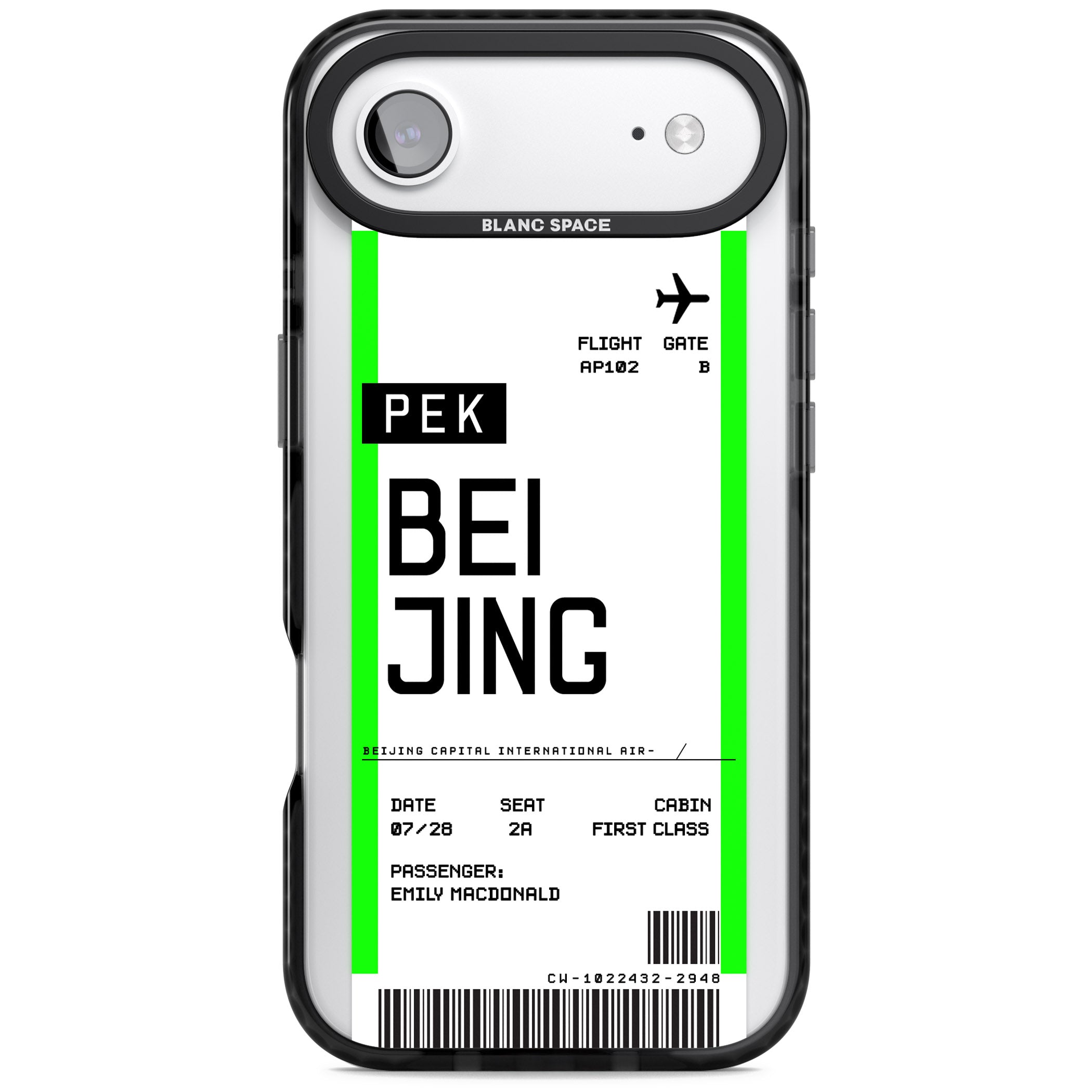 Personalised Beijing Boarding Pass iPhone 17 Air Impact Pro Black Phone Case