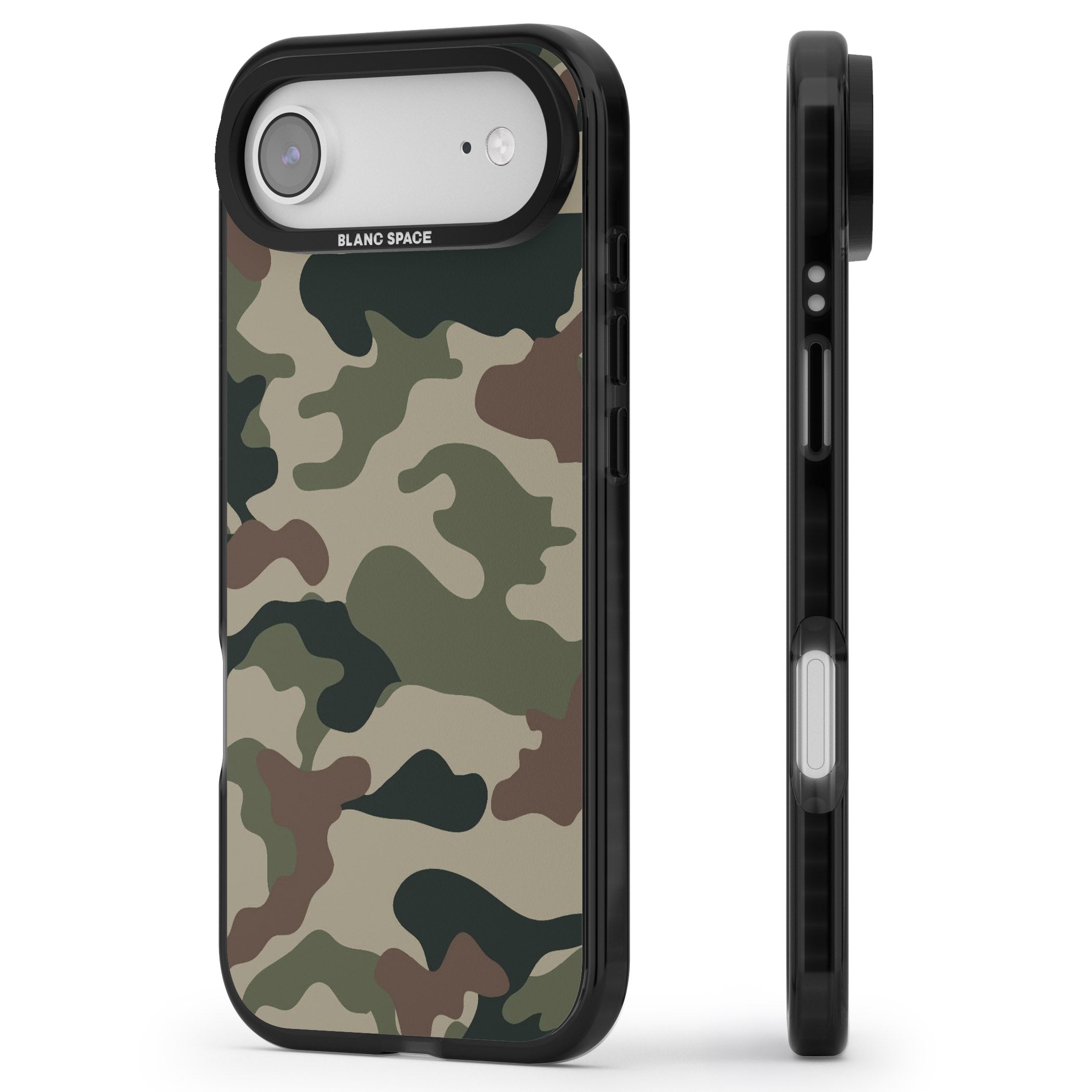 Green And Brown Camo iPhone 17 Air Impact Pro Black Phone Case Side Profile