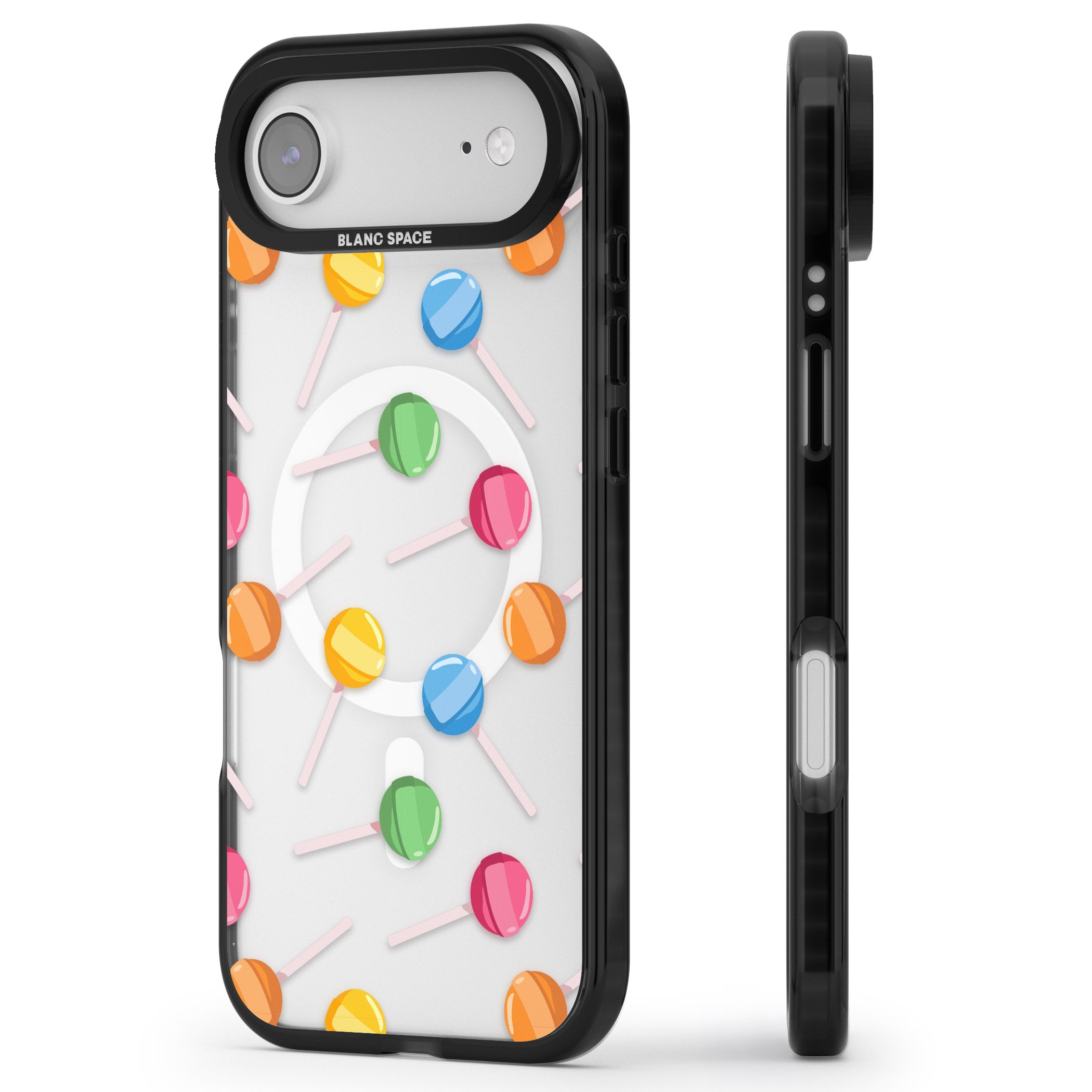 Lollipop Pattern iPhone 17 Air Impact Pro Black Phone Case Side Profile