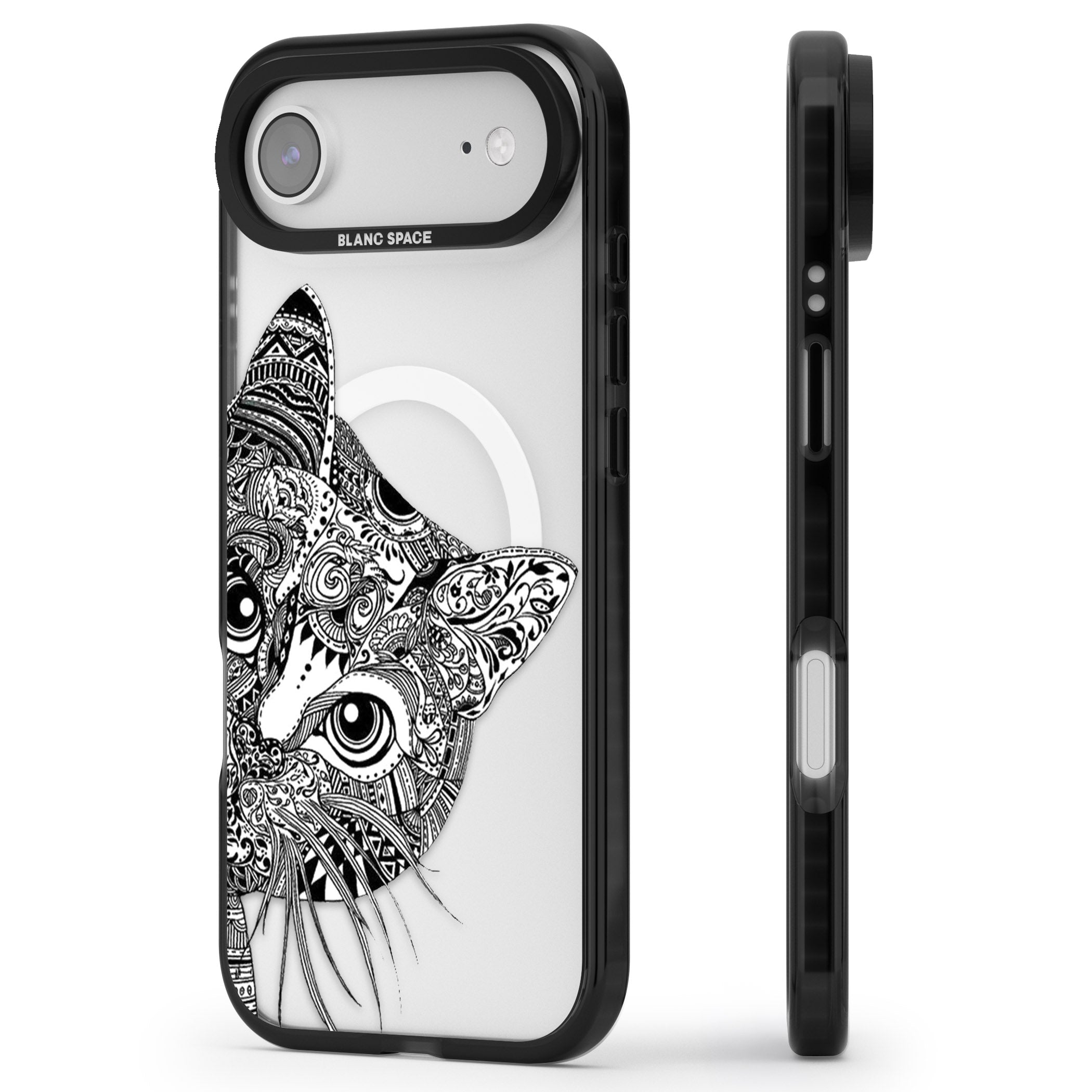 Henna Cat iPhone 17 Air Impact Pro Black Phone Case Side Profile