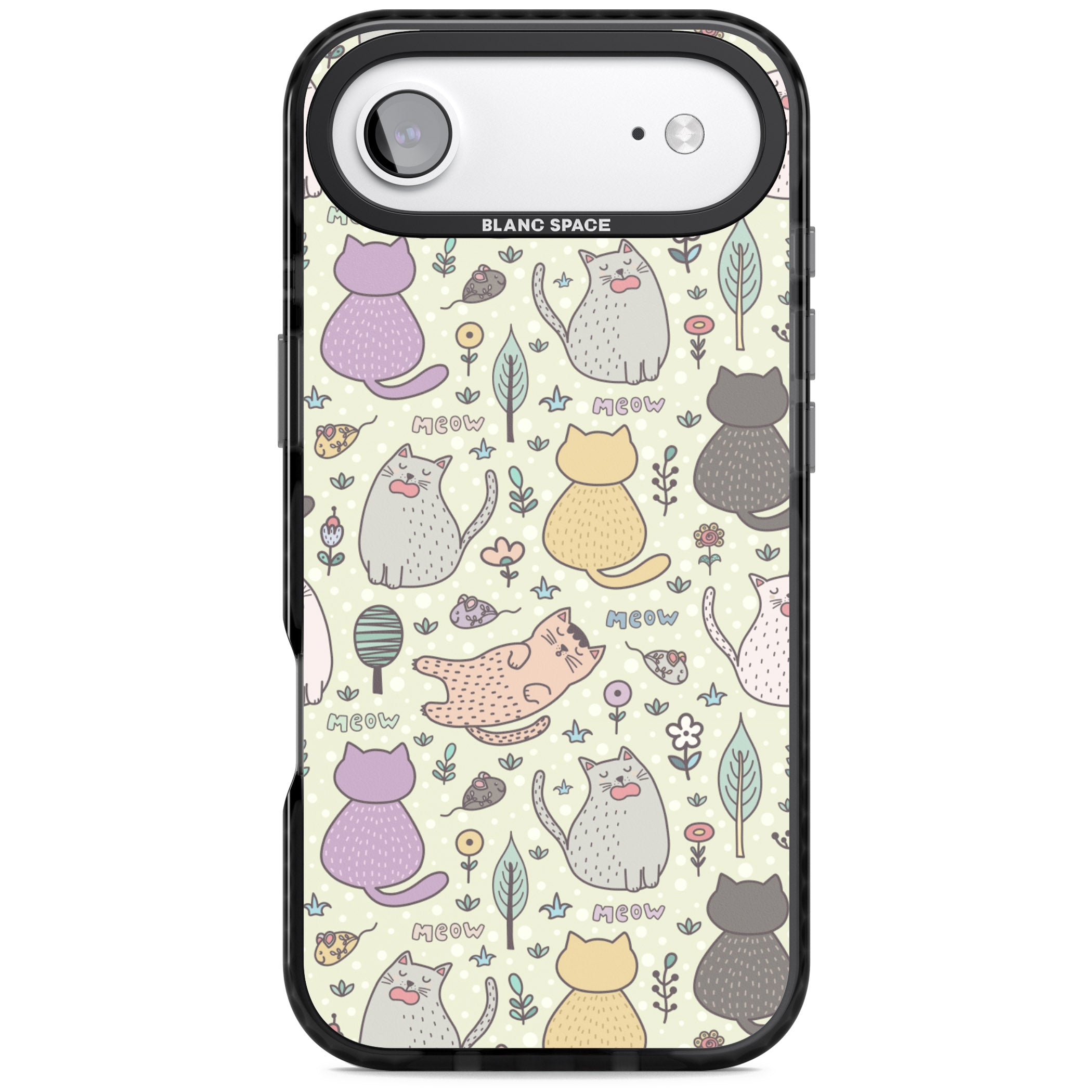 Cat Pattern Cream iPhone 17 Air Impact Pro Black Phone Case