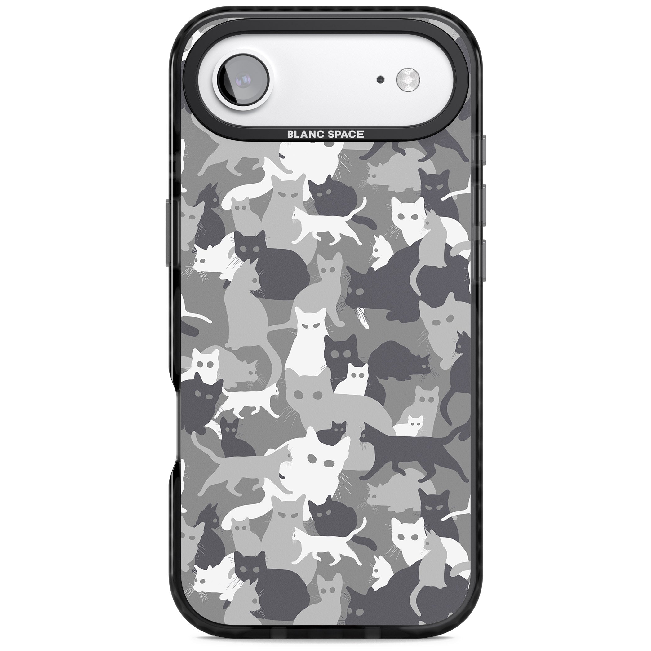 Dark Grey Cat Camouflage iPhone 17 Air Impact Pro Black Phone Case
