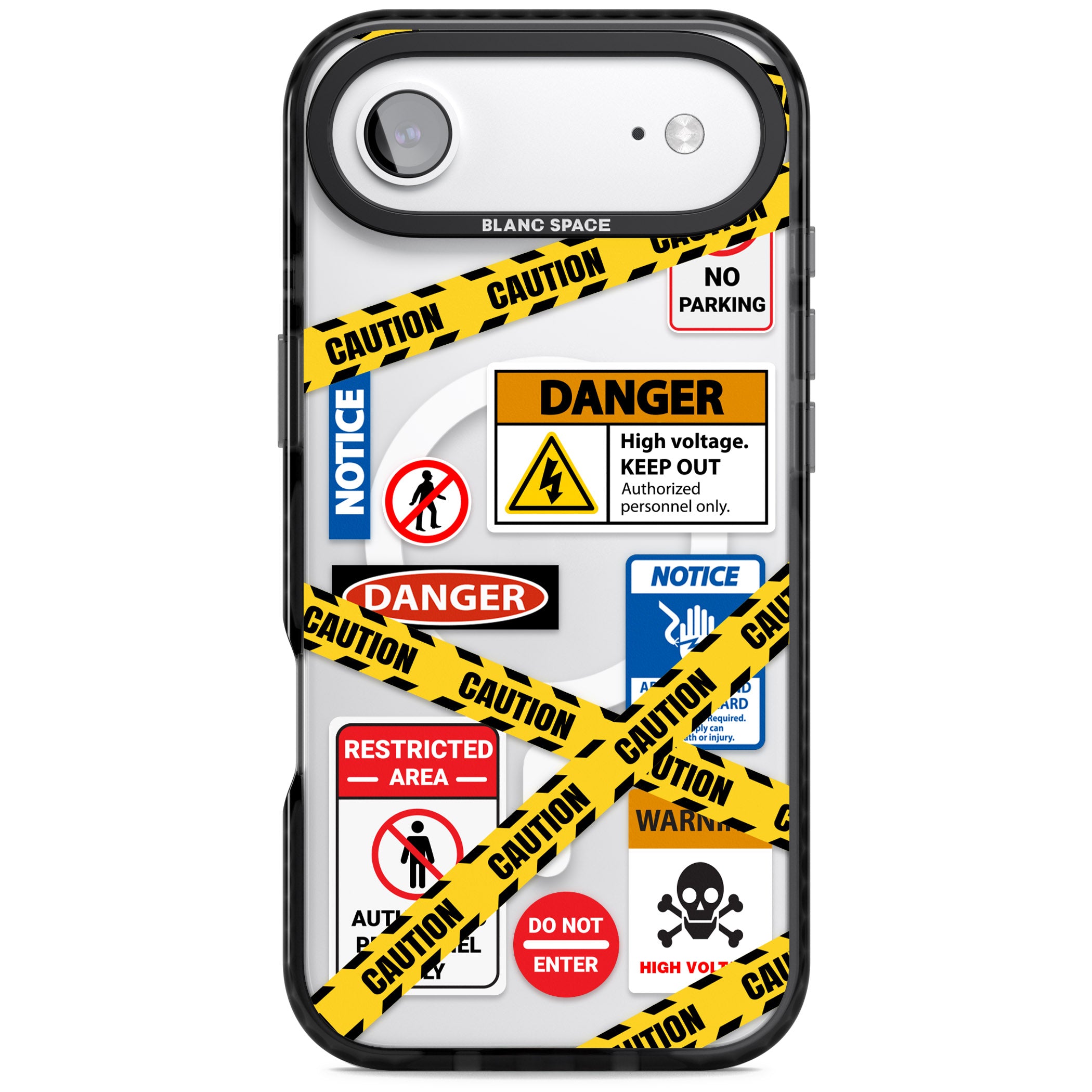 Caution Sign iPhone 17 Air Impact Pro Black Phone Case