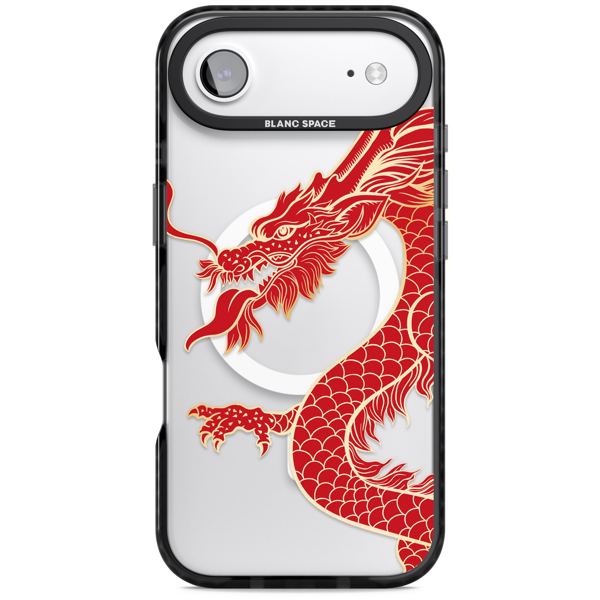 Large Red Dragon iPhone 17 Air Impact Pro Black Phone Case