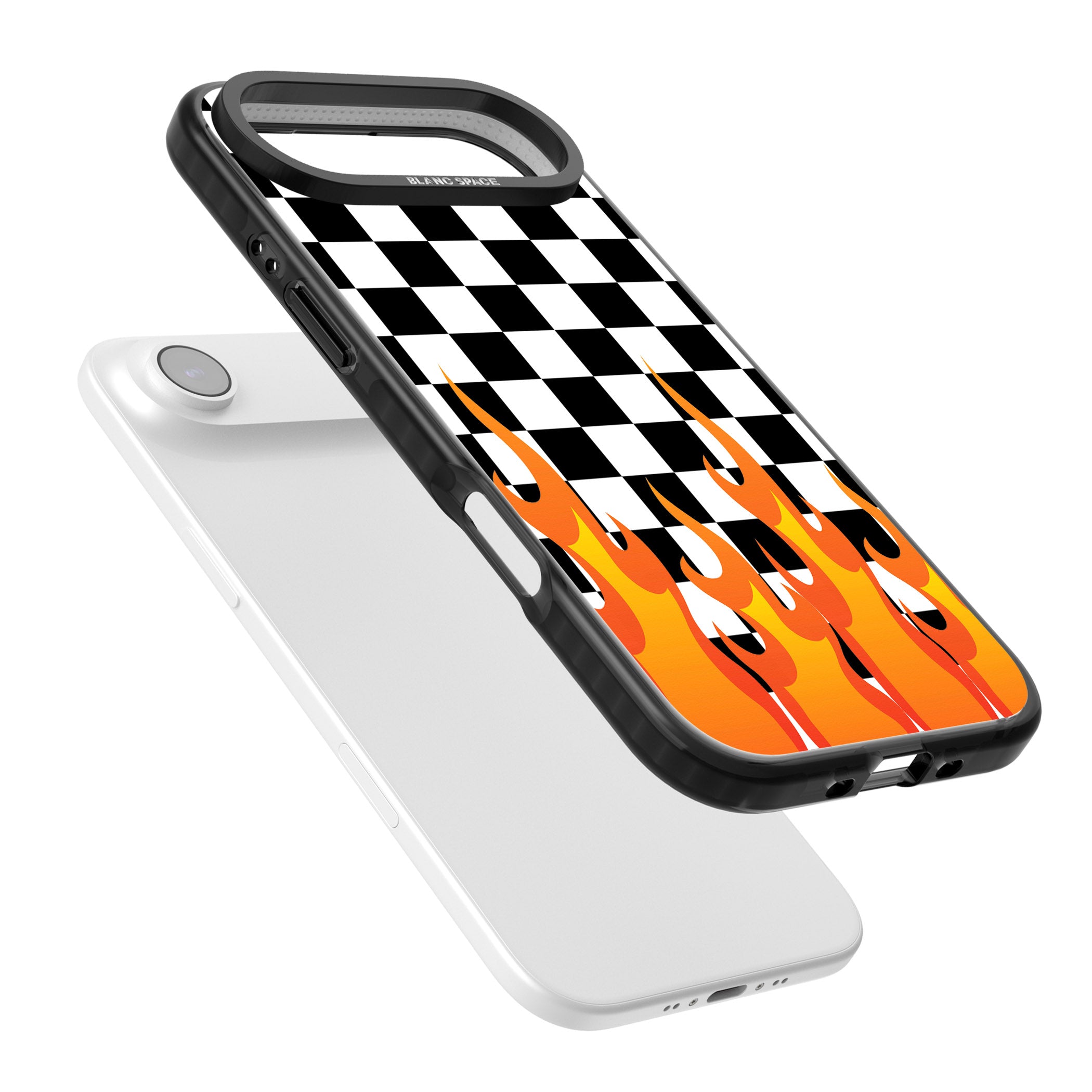 Checkered Fire iPhone 17 Air Impact Pro Black Phone Case Colours