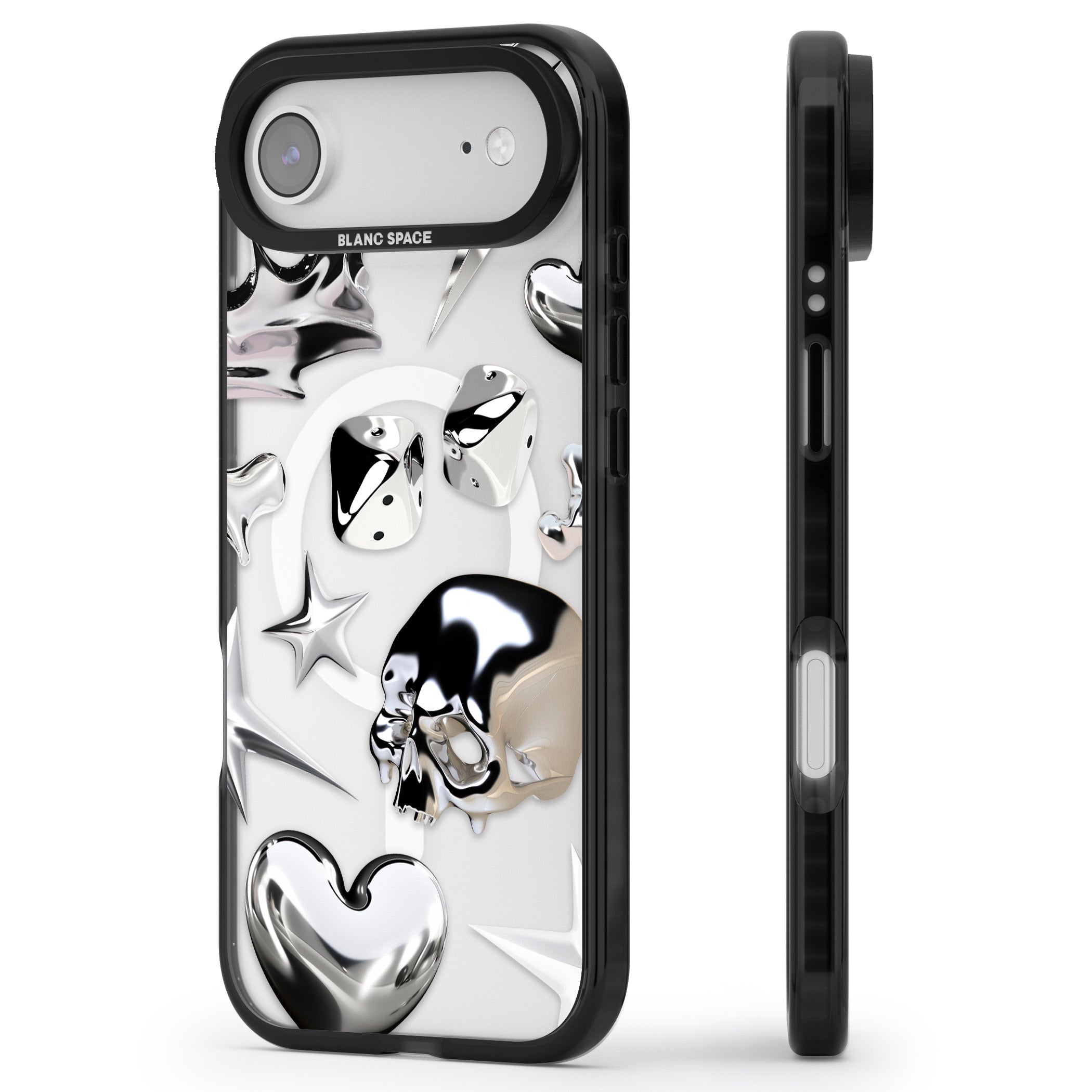 Chromed iPhone 17 Air Impact Pro Black Phone Case Side Profile