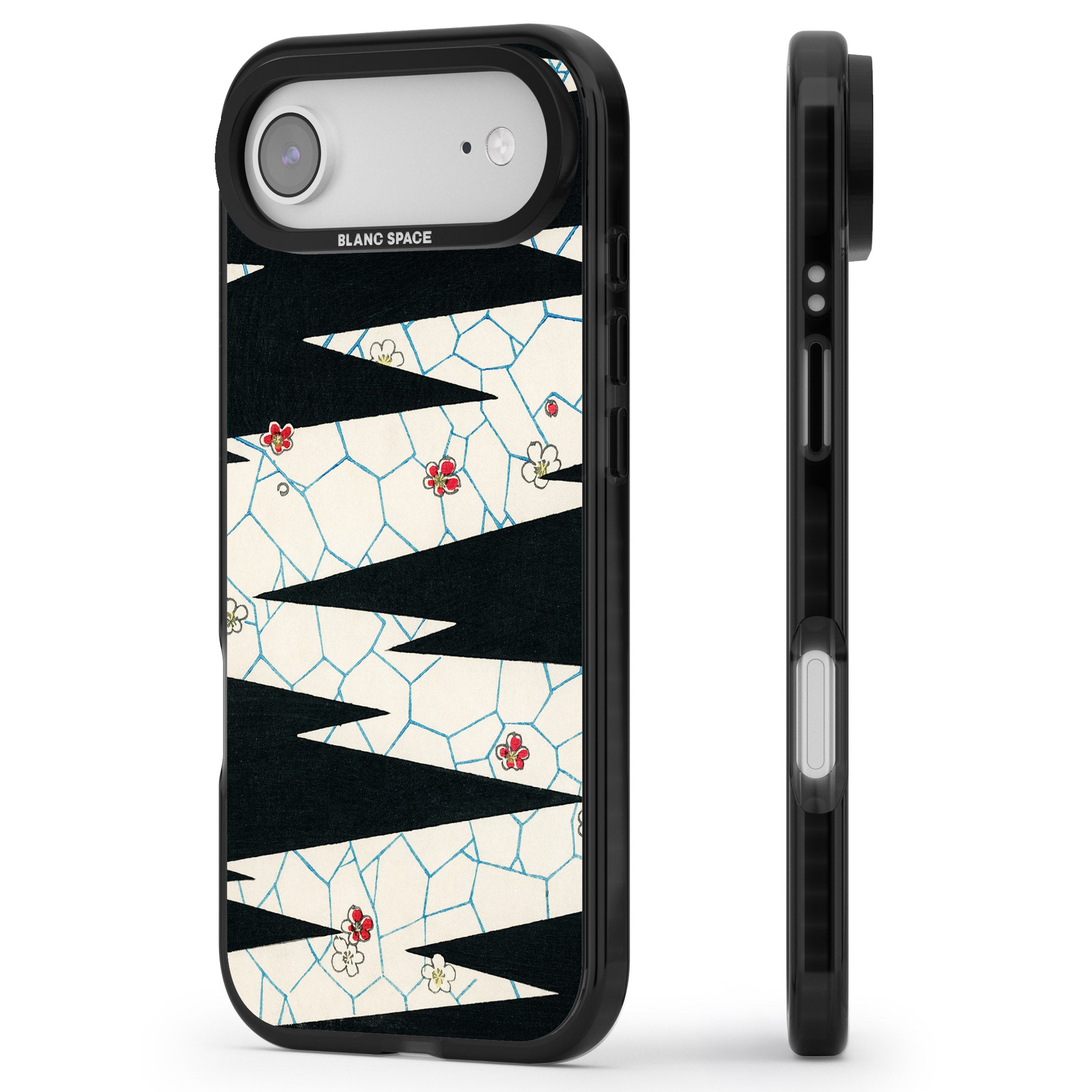 Japanese Flowers By Bijutsu Sekai iPhone 17 Air Impact Pro Black Phone Case Side Profile