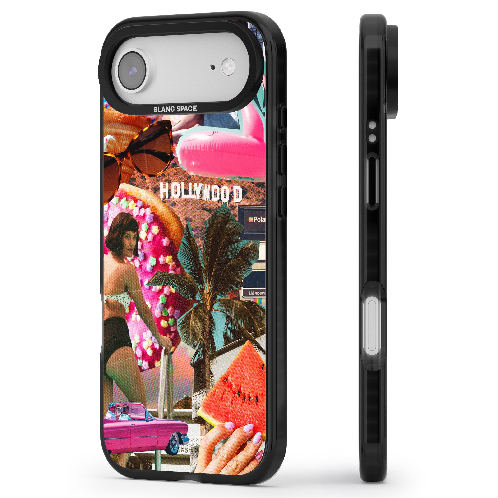 Hollywood Retro Collage iPhone 17 Air Impact Pro Black Phone Case Side Profile