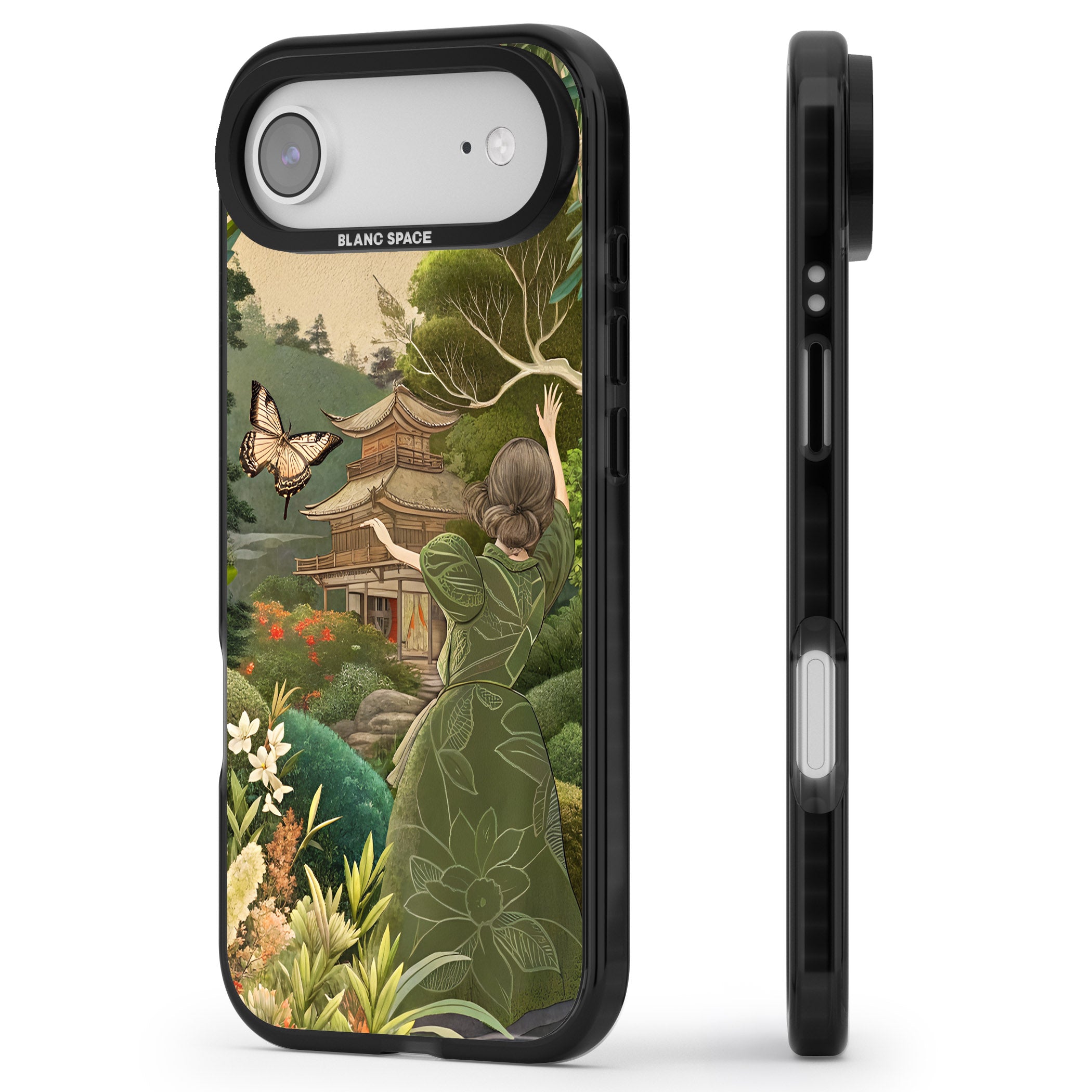 Japanese Nature iPhone 17 Air Impact Pro Black Phone Case Side Profile