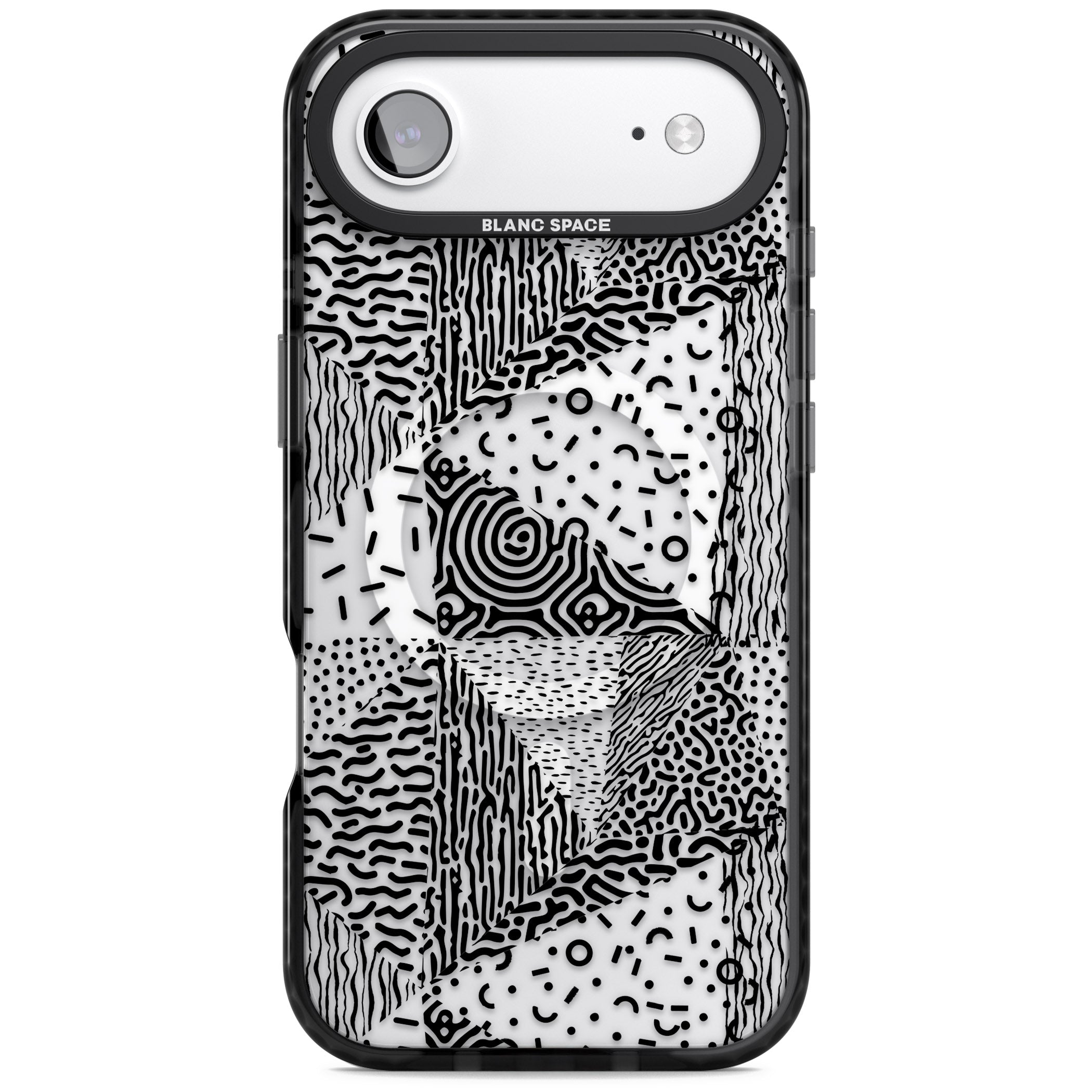 Monochrome Pattern iPhone 17 Air Impact Pro Black Phone Case