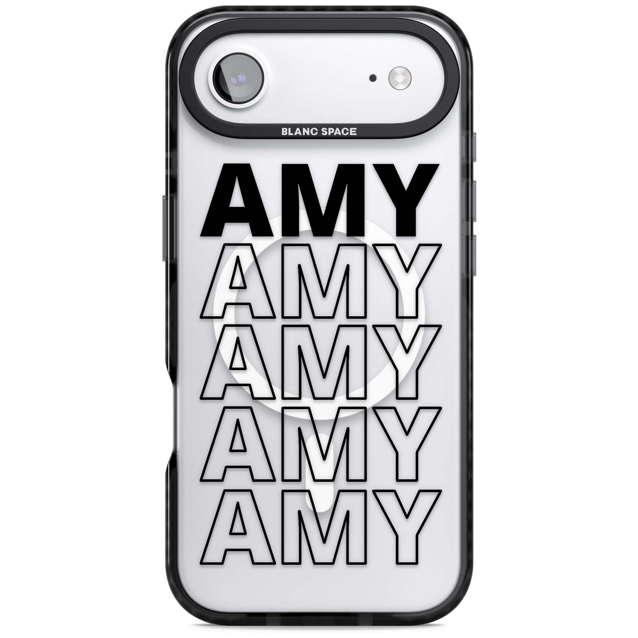 Personalised Bold Name Repetition iPhone 17 Air Impact Pro Black Phone Case