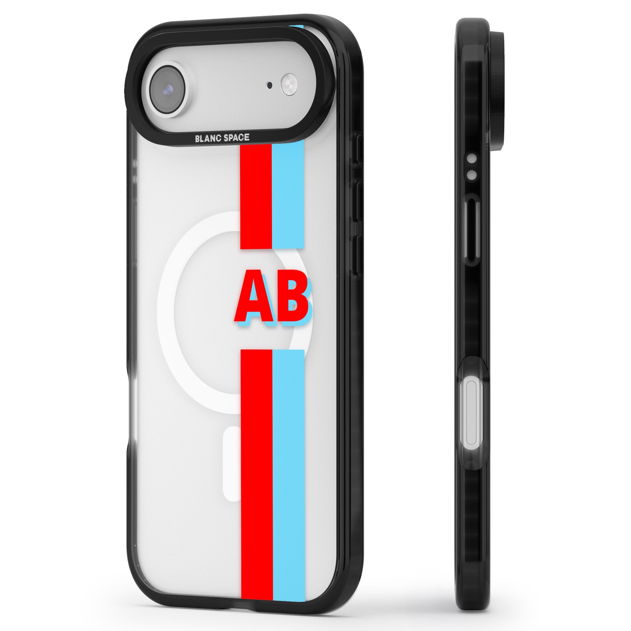Personalised Bold Striped iPhone 17 Air Impact Pro Black Phone Case Side Profile