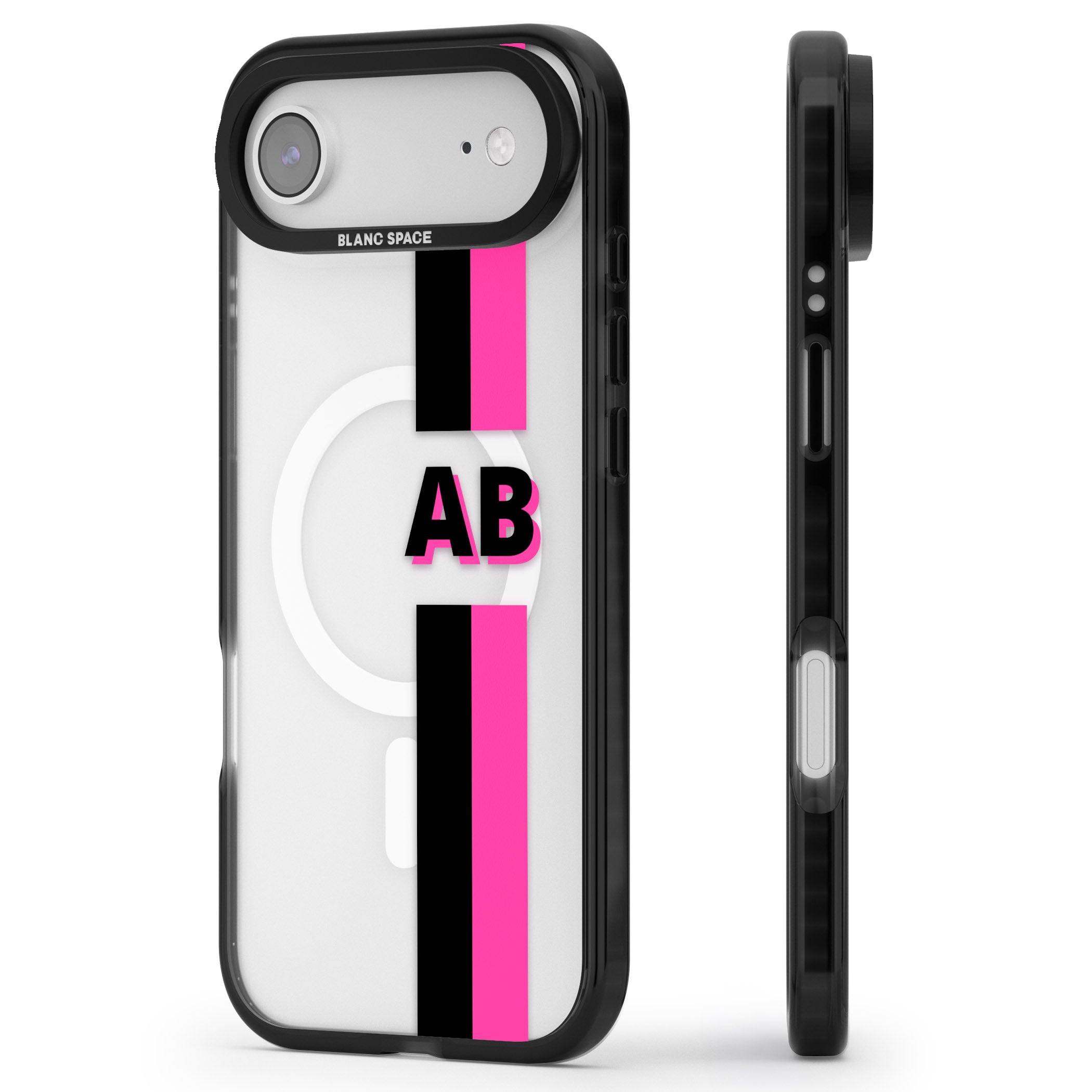 Personalised Bold Name Stripe iPhone 17 Air Impact Pro Black Phone Case Side Profile