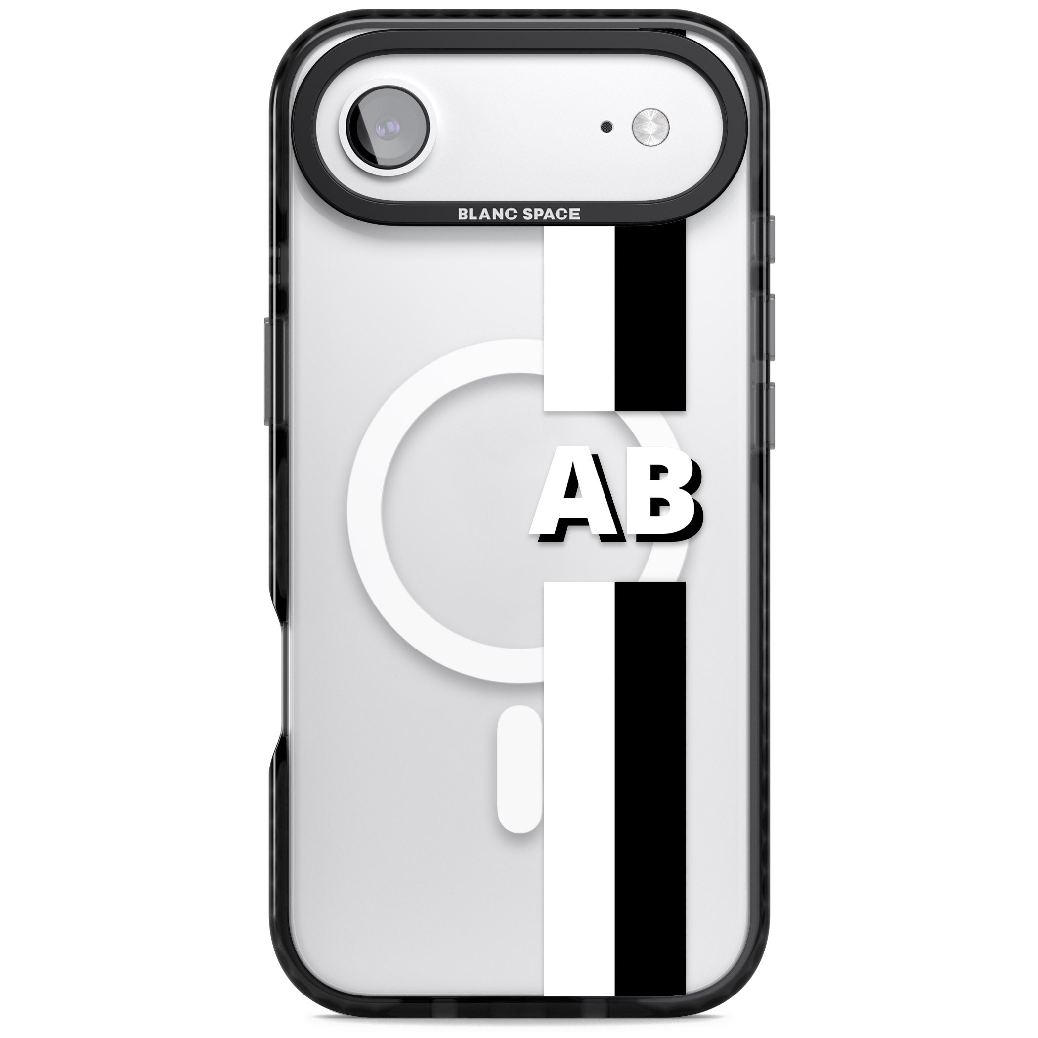 Personalised Bold Two Stripe Name iPhone 17 Air Impact Pro Black Phone Case