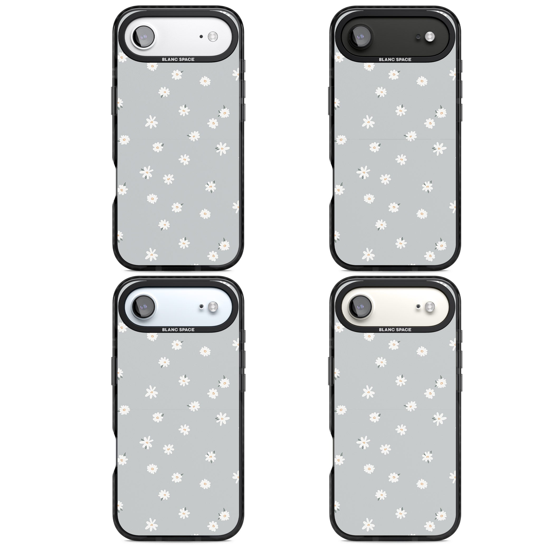 Painted Daisy Blue Grey iPhone 17 Air Impact Pro Black Phone Case APT Impact Protection