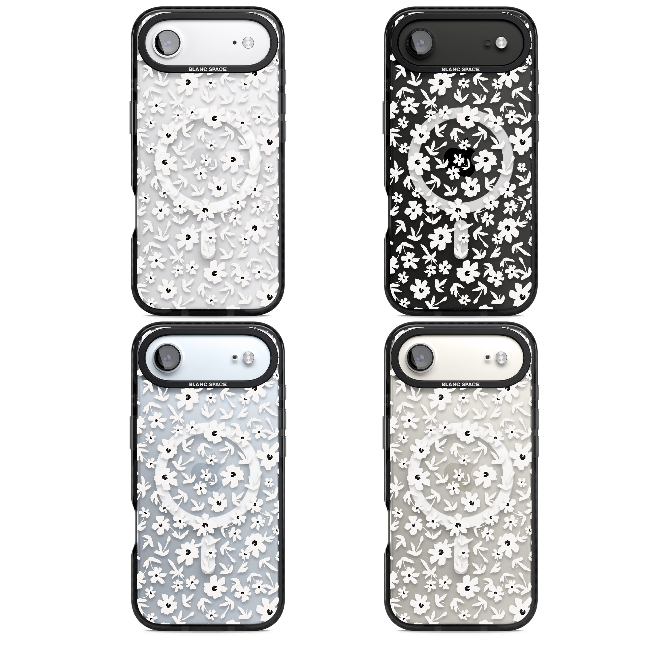Monochrome Floral iPhone 17 Air Impact Pro Black Phone Case APT Impact Protection