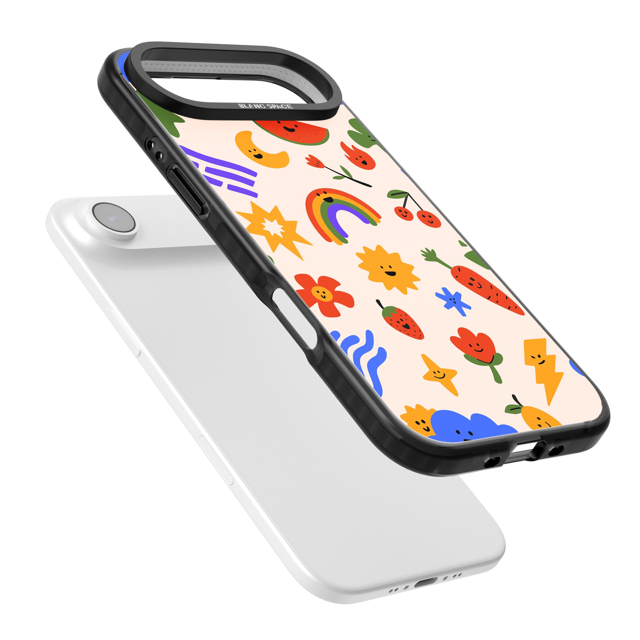 Playful Kawaii Icons iPhone 17 Air Impact Pro Black Phone Case Colours