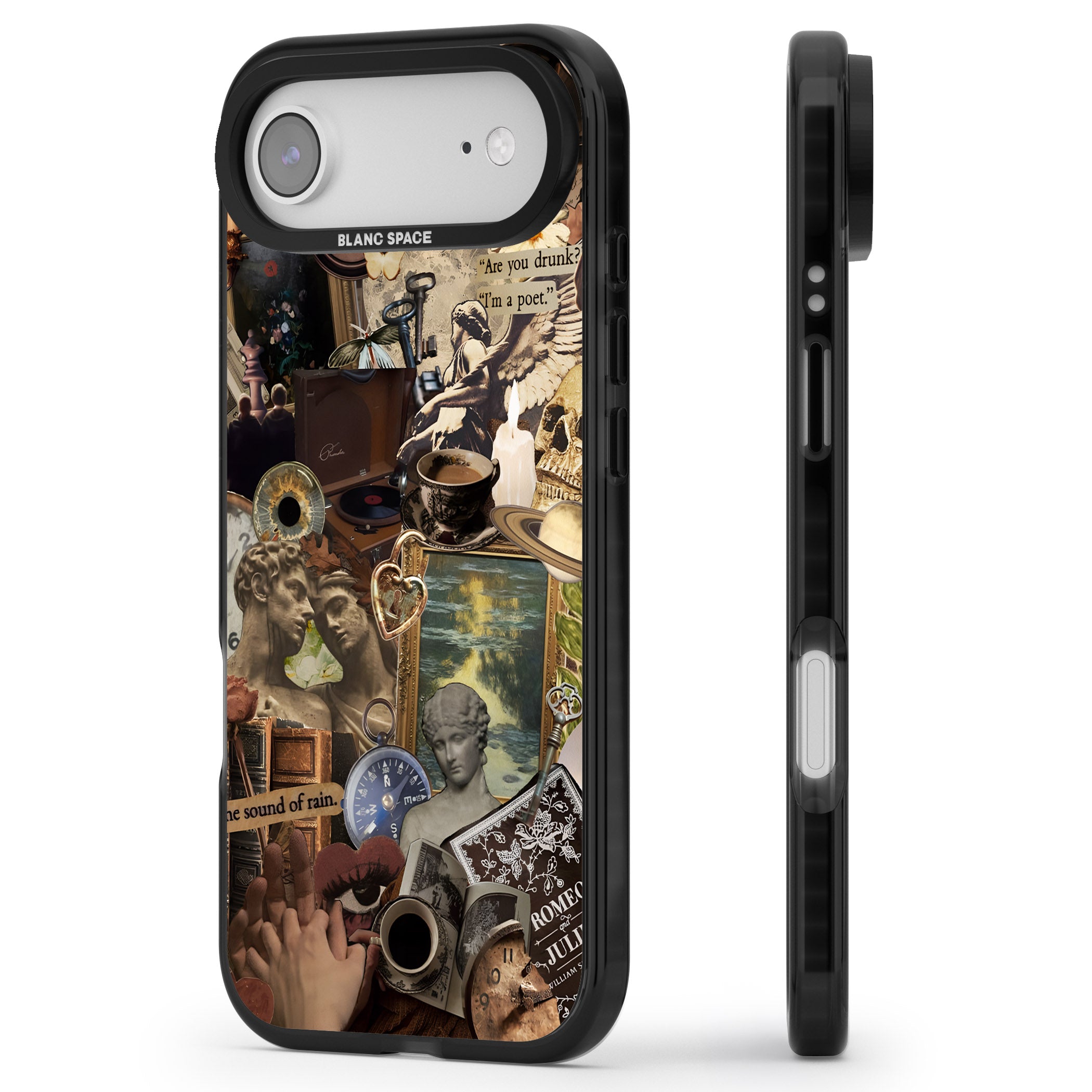 Vintage Academia Collage iPhone 17 Air Impact Pro Black Phone Case Side Profile