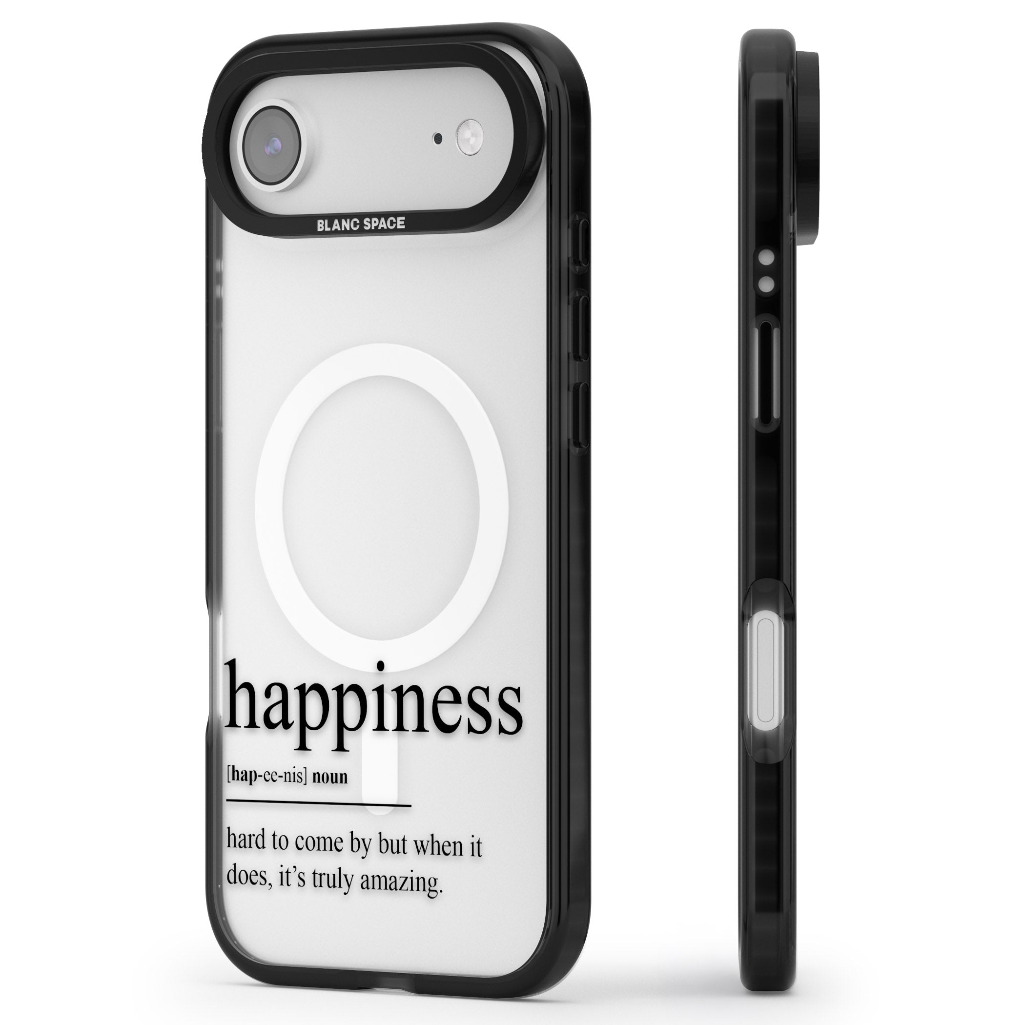 Happiness iPhone 17 Air Impact Pro Black Phone Case Side Profile
