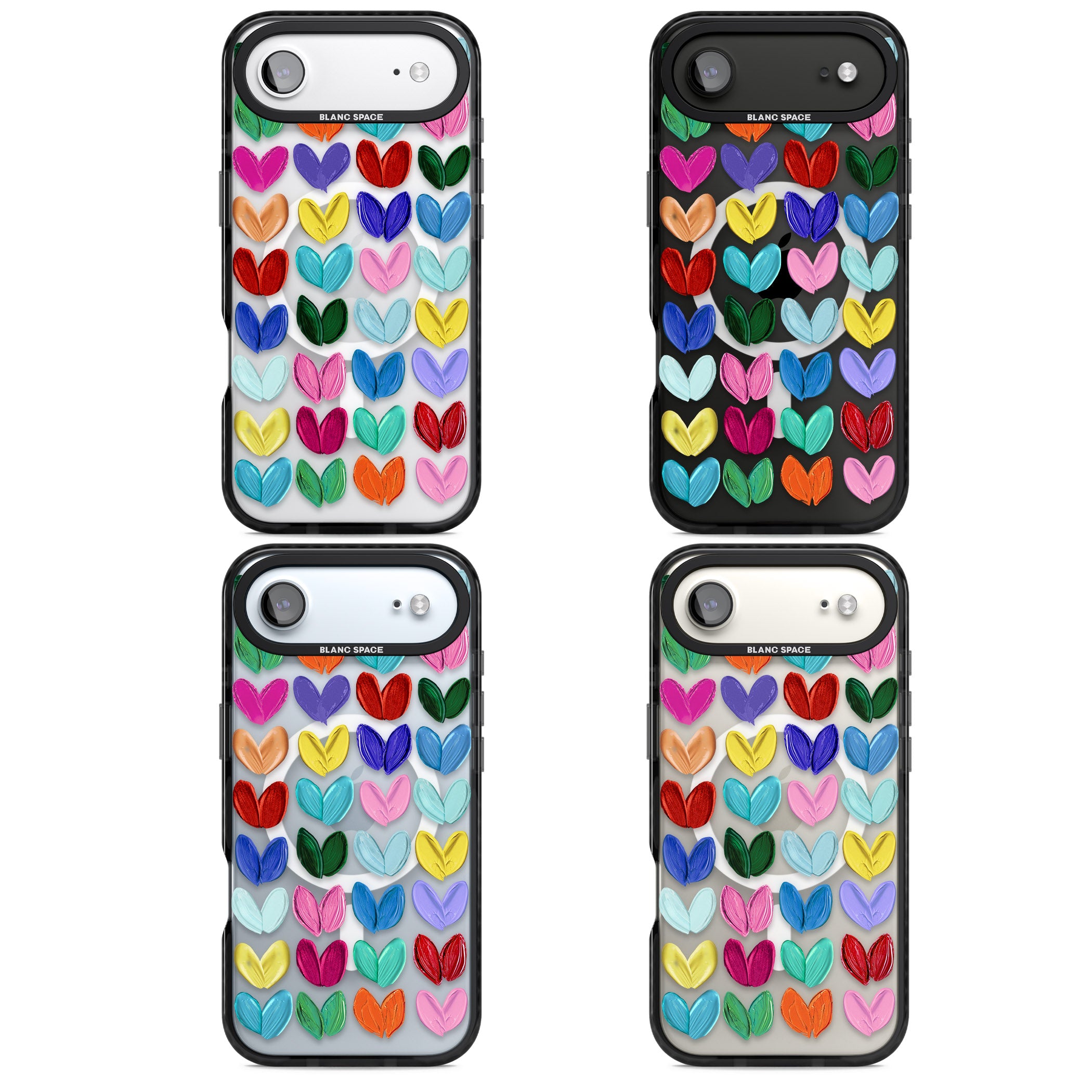 Oil Painted Hearts iPhone 17 Air Impact Pro Black Phone Case APT Impact Protection