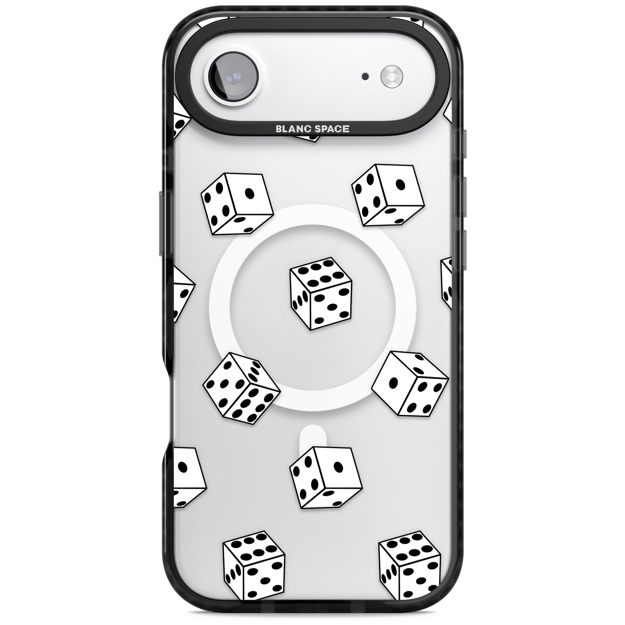 Clear Dice Pattern iPhone 17 Air Impact Pro Black Phone Case