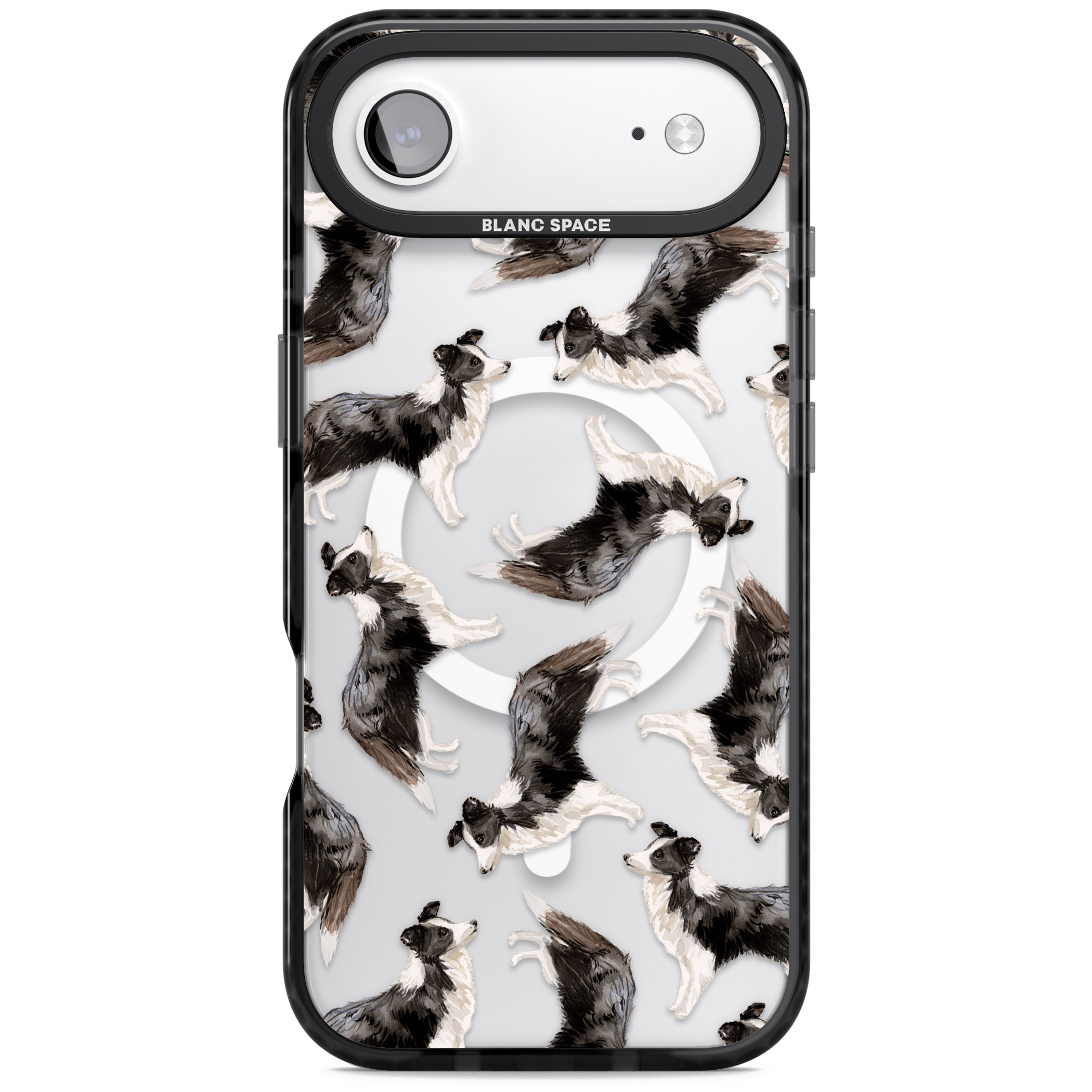 Border Collie Pattern Watercolour iPhone 17 Air Impact Pro Black Phone Case