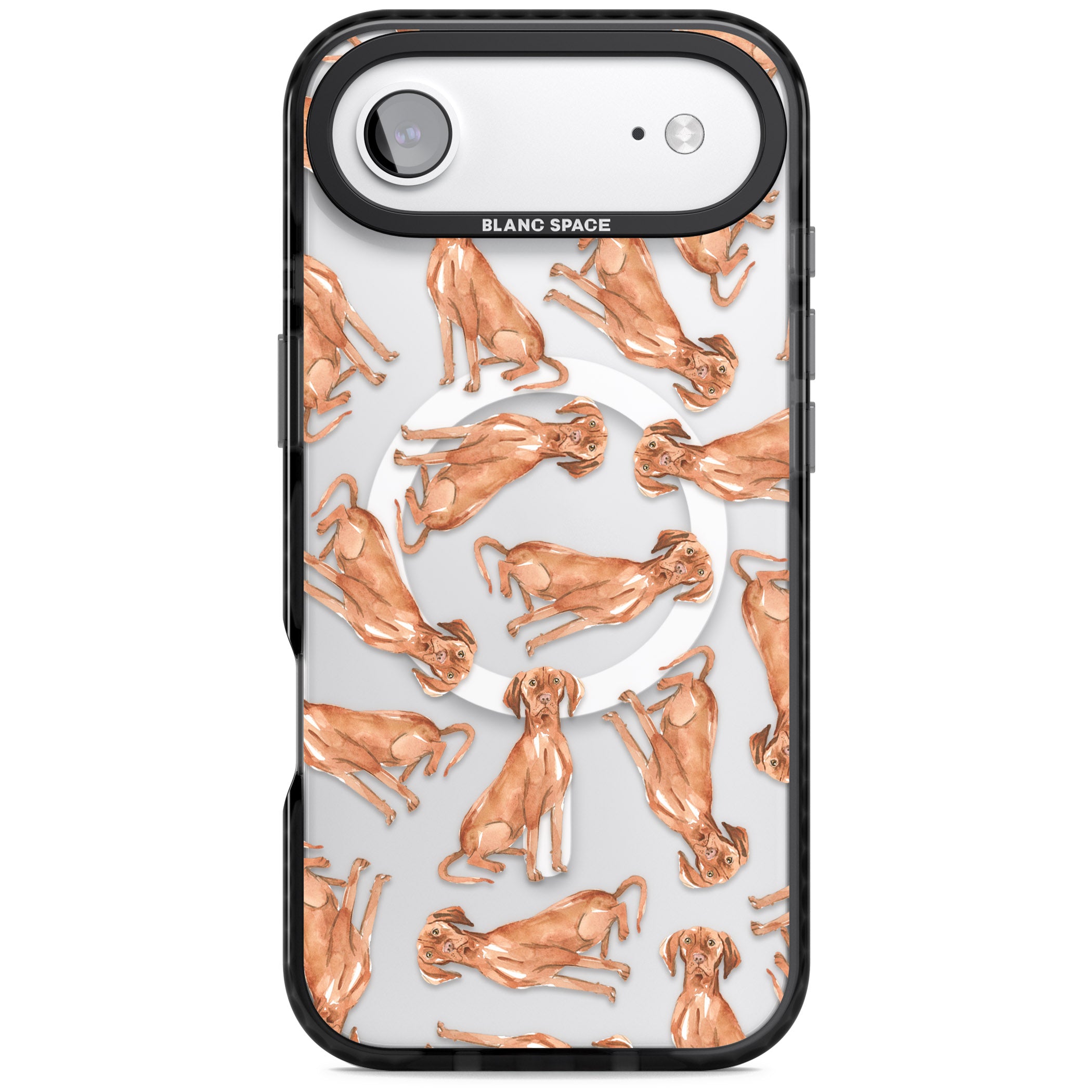 Hungarian Vizsla Watercolor Pattern iPhone 17 Air Impact Pro Black Phone Case