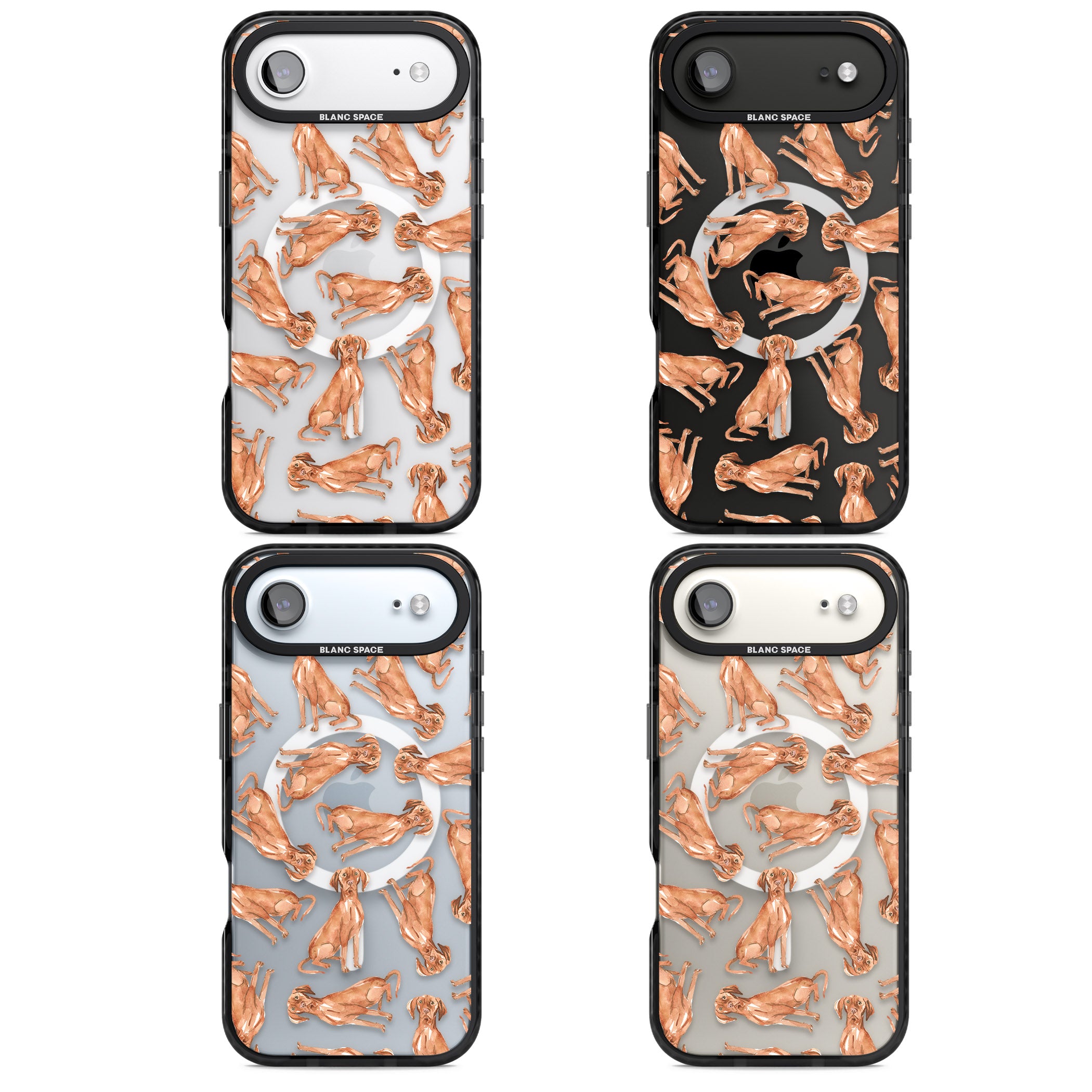 Hungarian Vizsla Watercolor Pattern iPhone 17 Air Impact Pro Black Phone Case APT Impact Protection