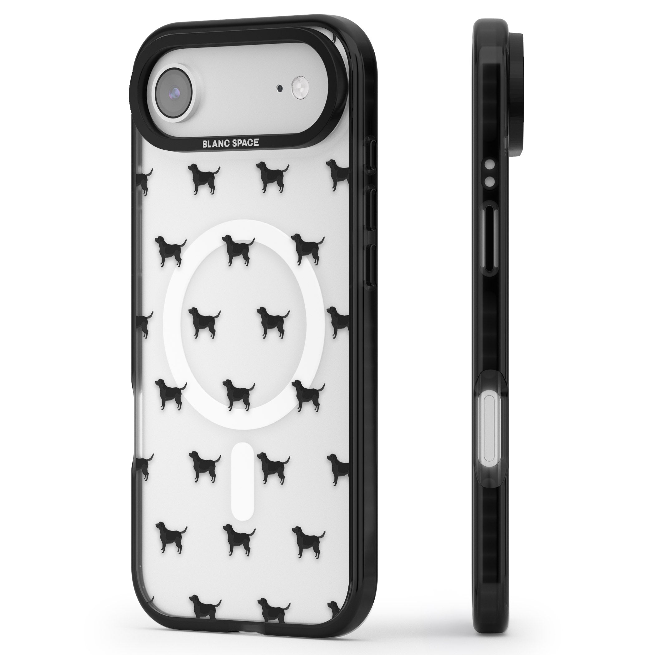 Black Labrador Pattern iPhone 17 Air Impact Pro Black Phone Case Side Profile