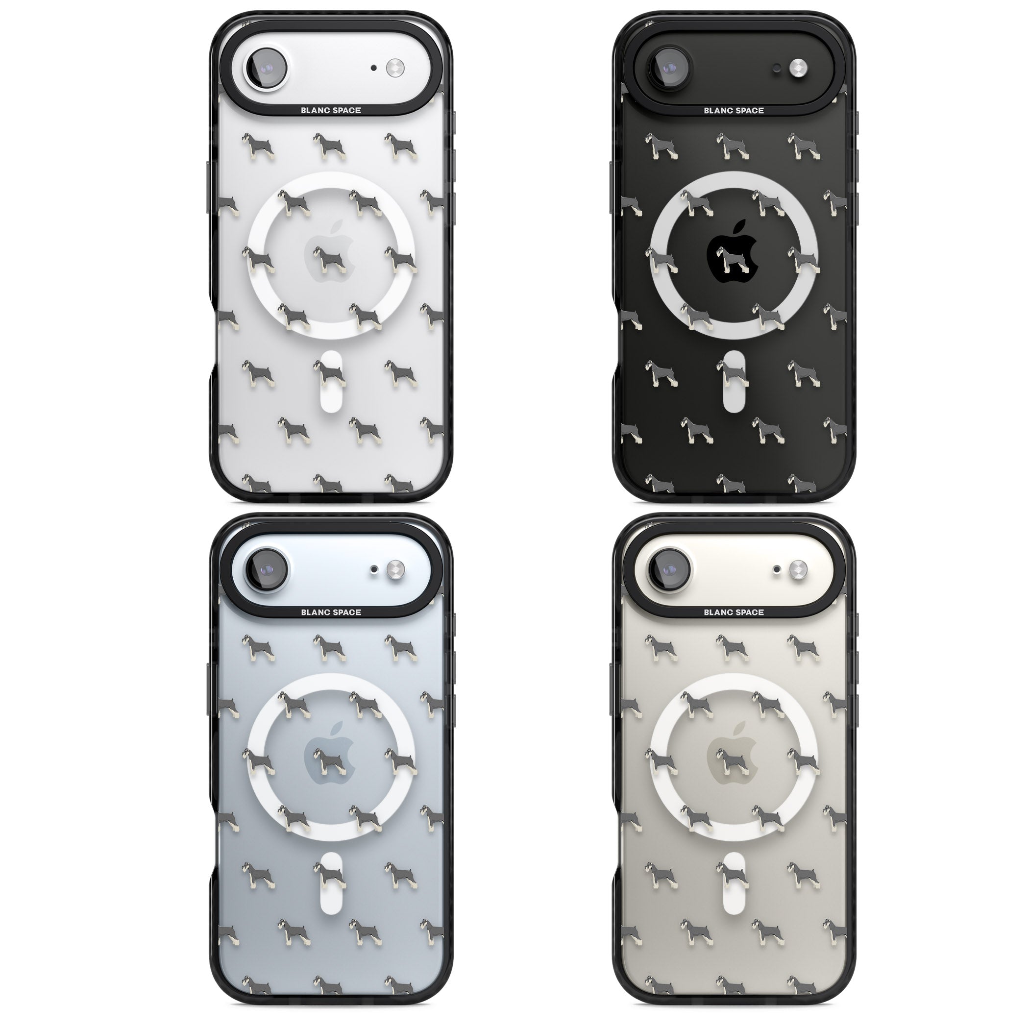 Schnauzer Dog Pattern iPhone 17 Air Impact Pro Black Phone Case APT Impact Protection