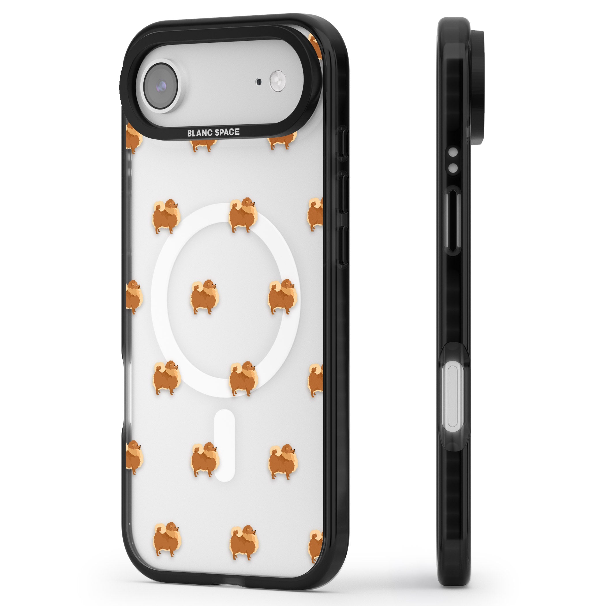 Pomeranian Delight iPhone 17 Air Impact Pro Black Phone Case Side Profile