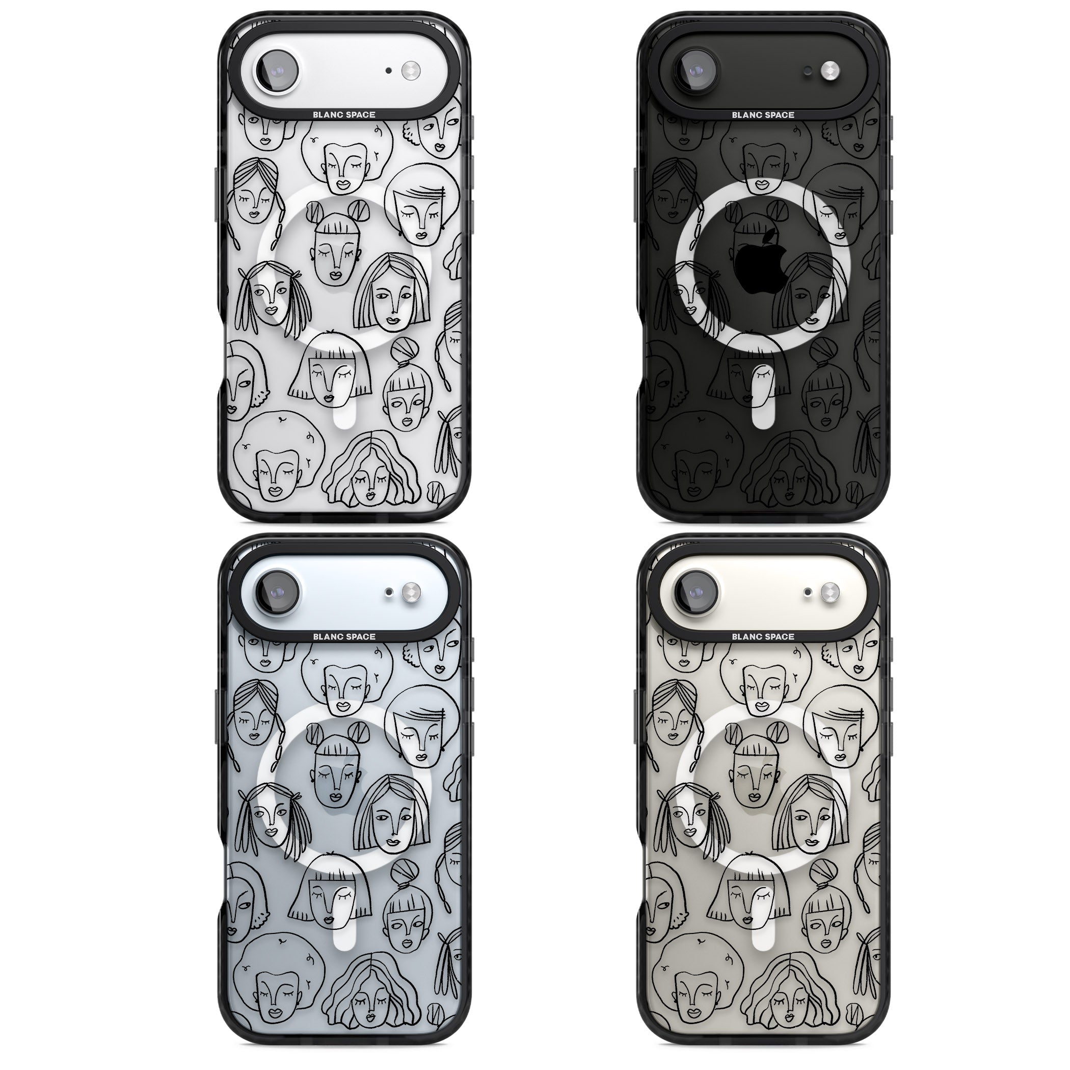 Doodle Face iPhone 17 Air Impact Pro Black Phone Case APT Impact Protection