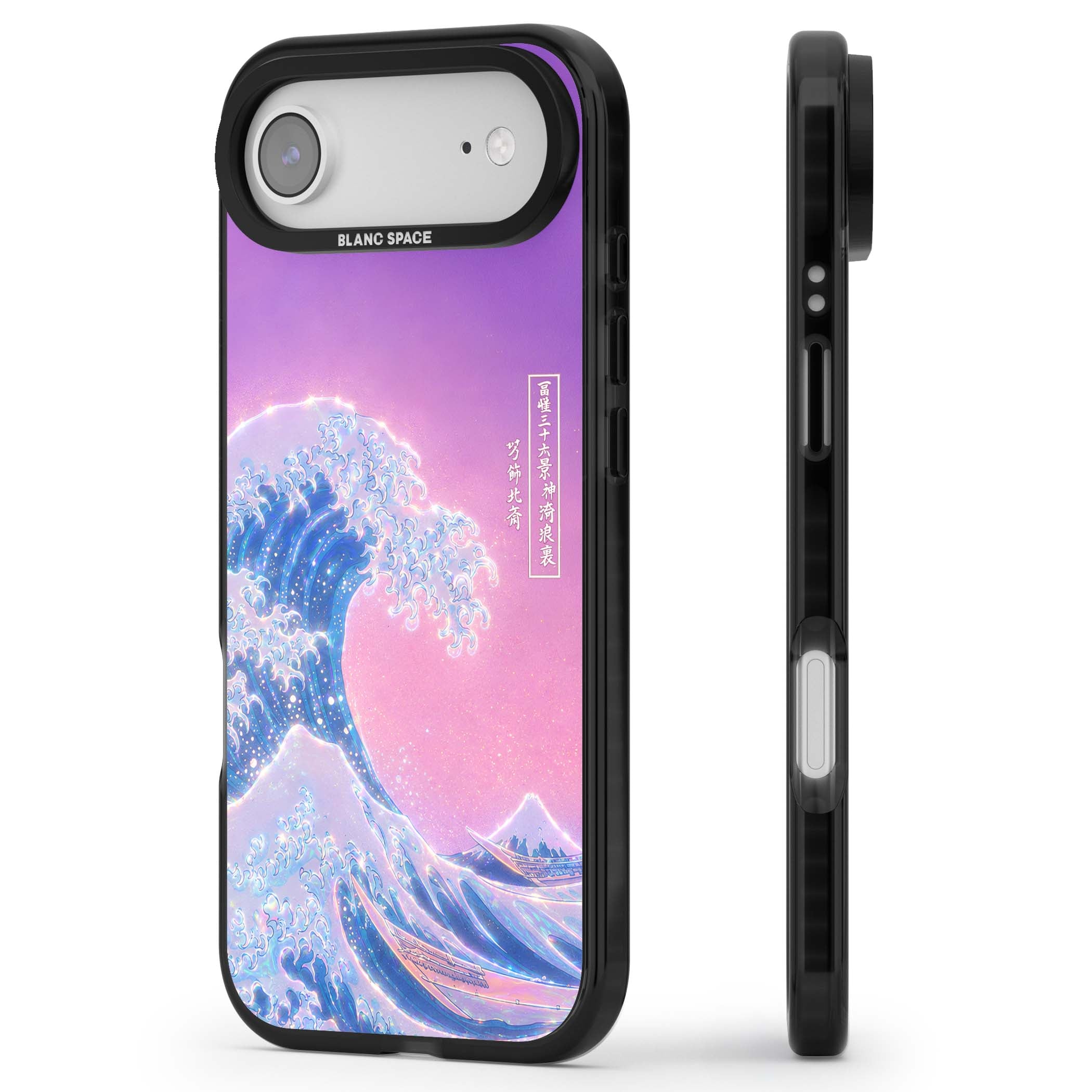 The Great Opal Wave Japanese iPhone case featuring Hokusai's great wave in iridescent pastels with lilac sky and Mou | Black Impact Magsafe case for iPhone Air