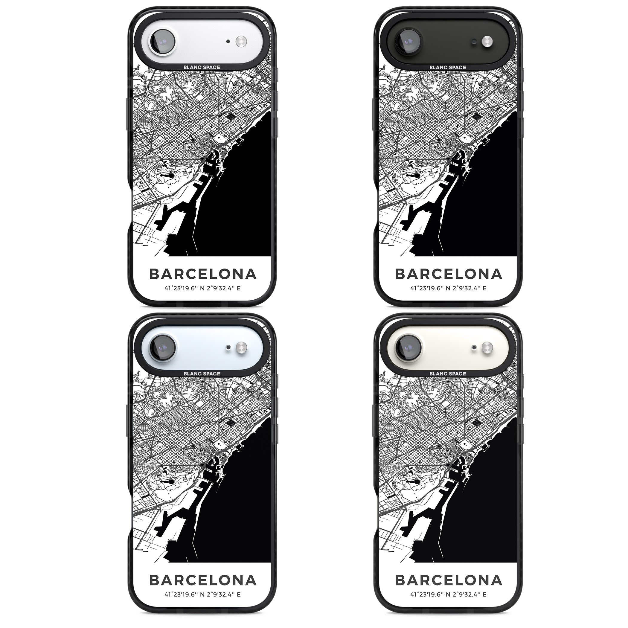 Barcelona Map iPhone 17 Air Impact Pro Black Phone Case APT Impact Protection