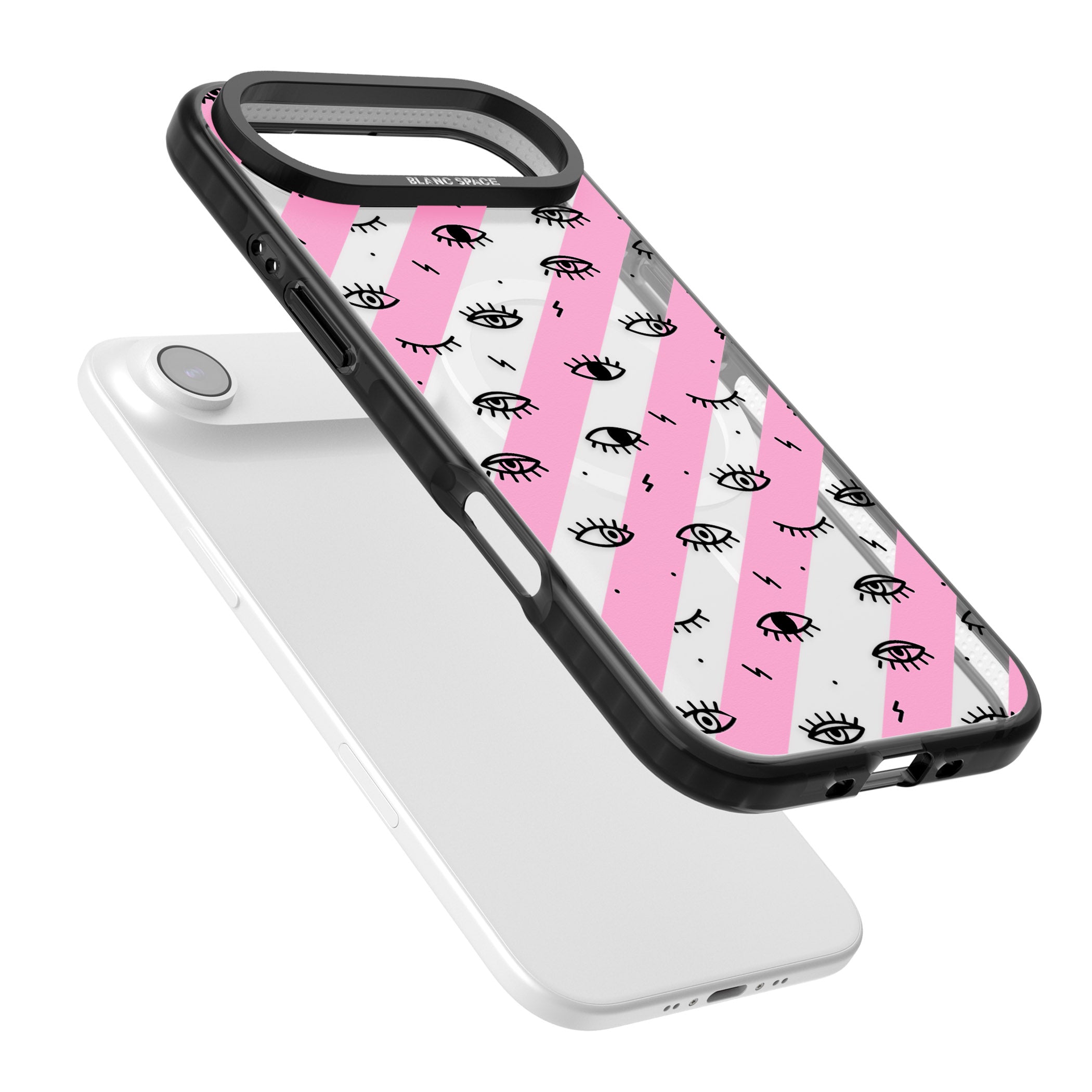 Pink Stripe Eyes iPhone 17 Air Impact Pro Black Phone Case Colours