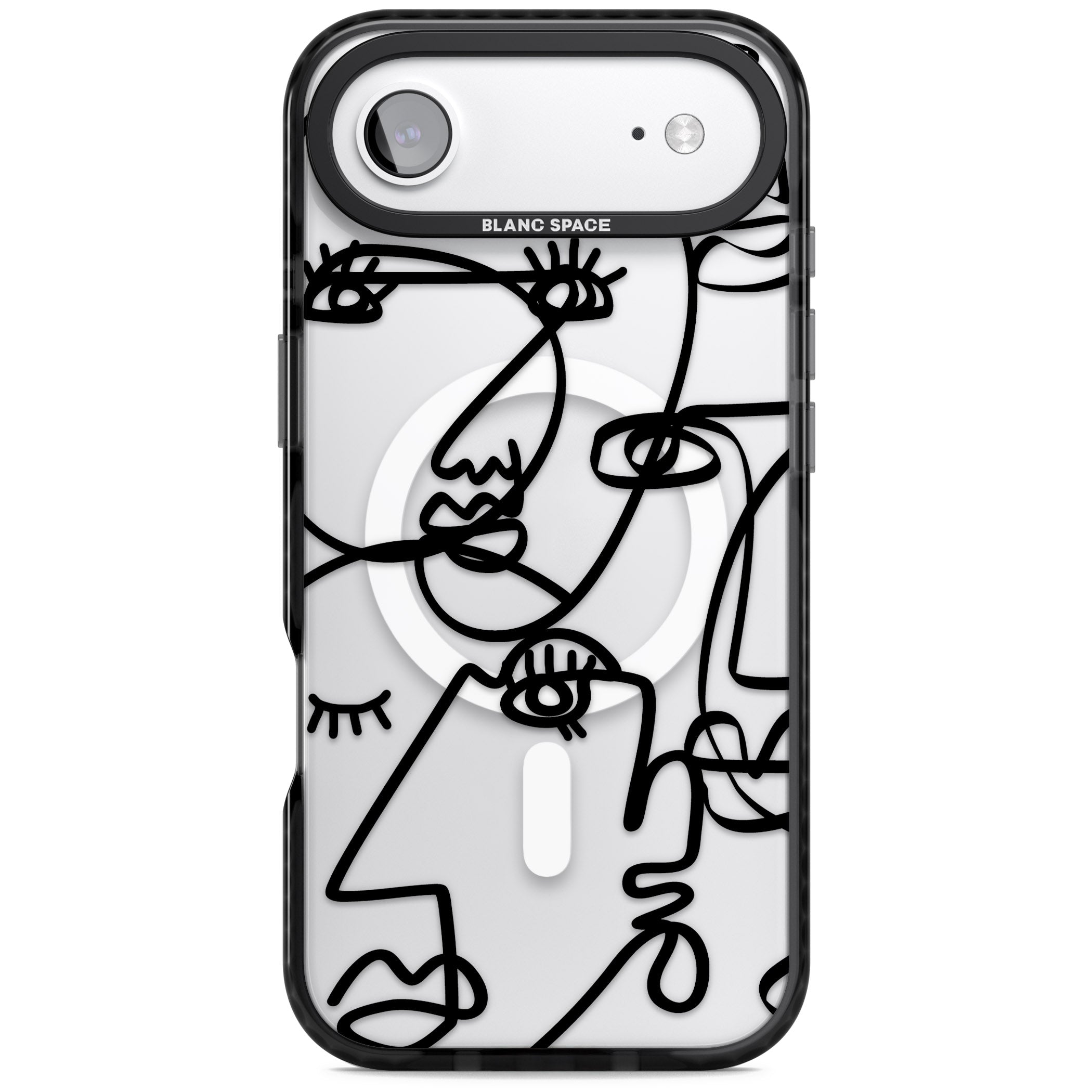 Abstract Line Art Black Clear iPhone 17 Air Impact Pro Black Phone Case