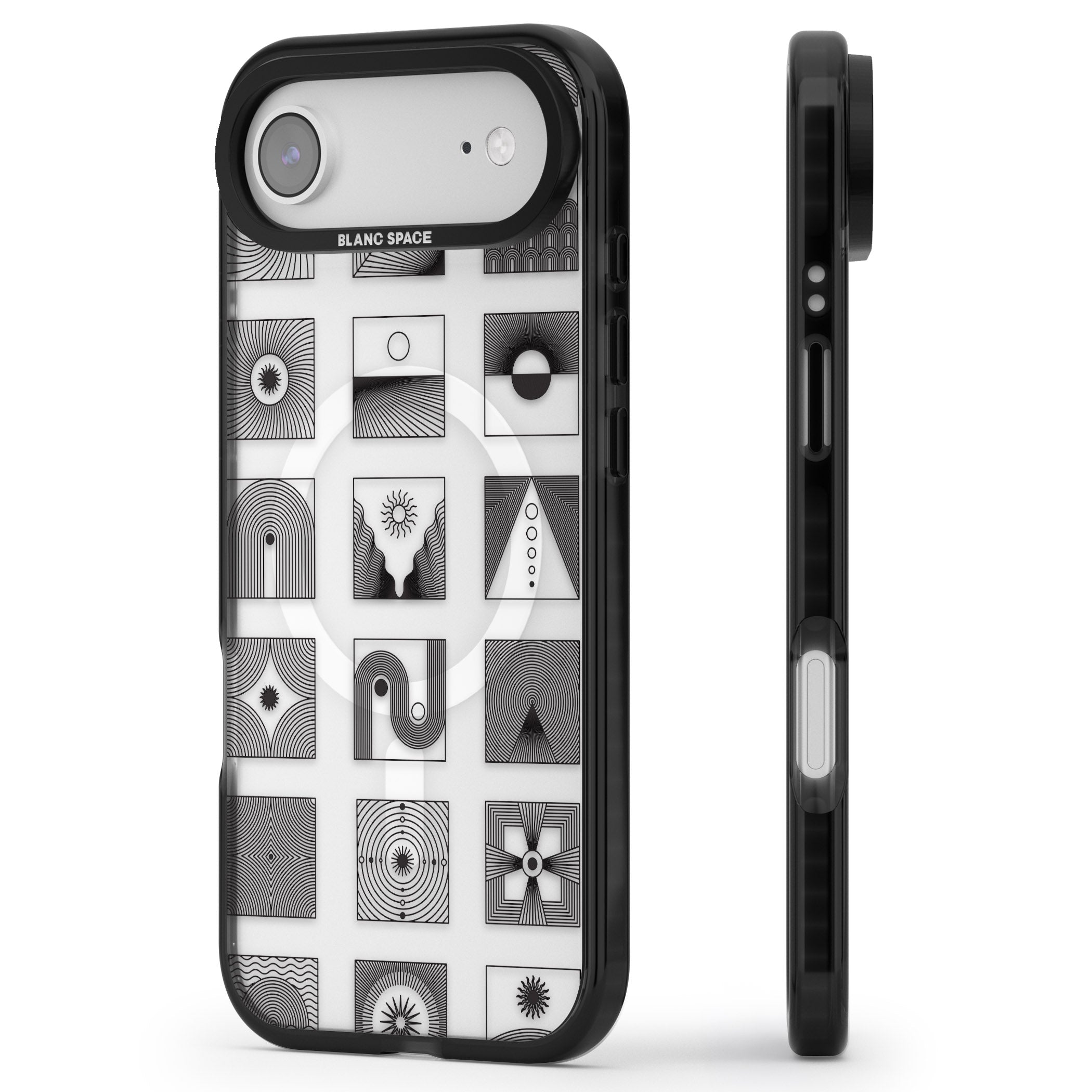 Abstract Geometric iPhone 17 Air Impact Pro Black Phone Case Side Profile