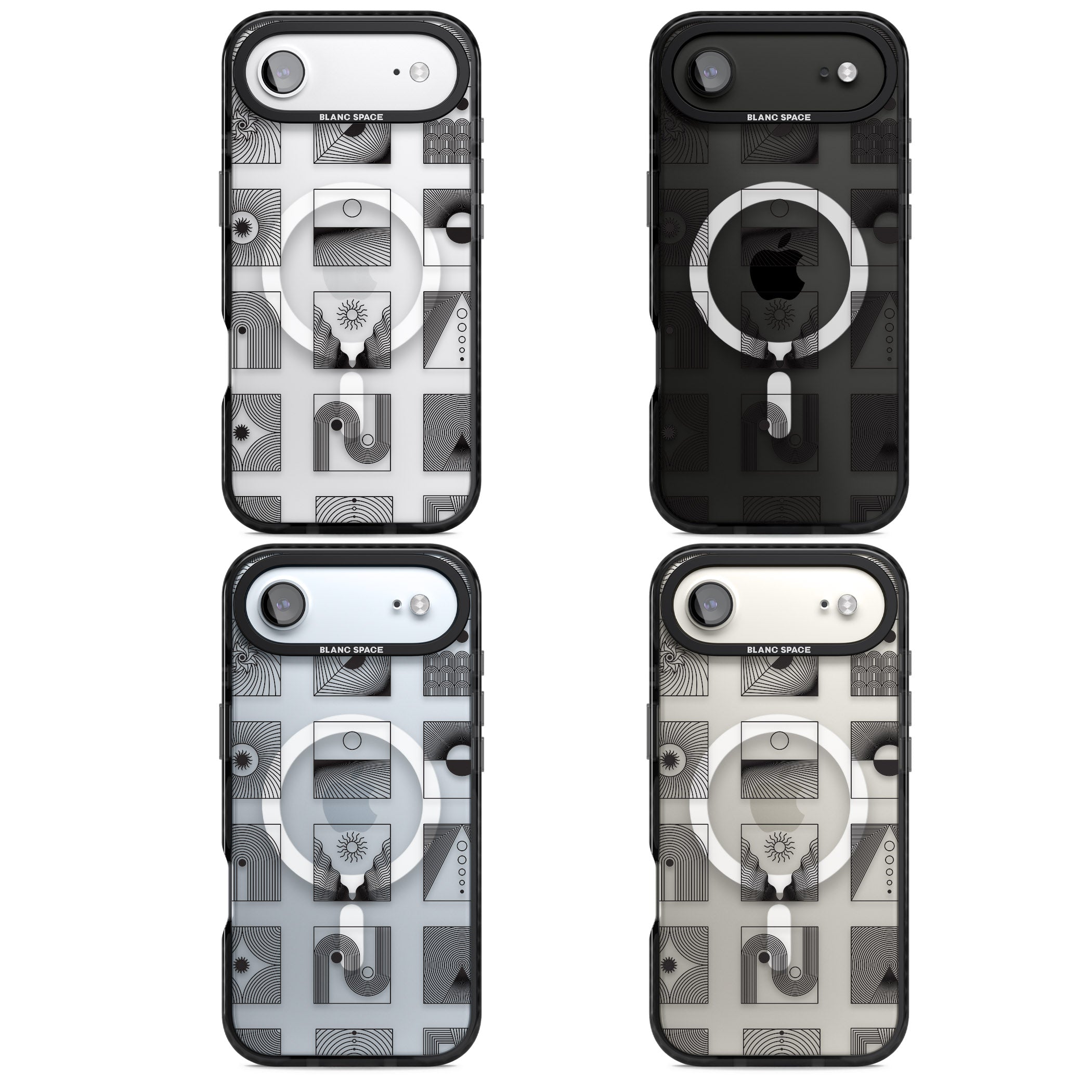 Geometric Pattern Trio: Artistic Blend iPhone 17 Air Impact Pro Black Phone Case APT Impact Protection