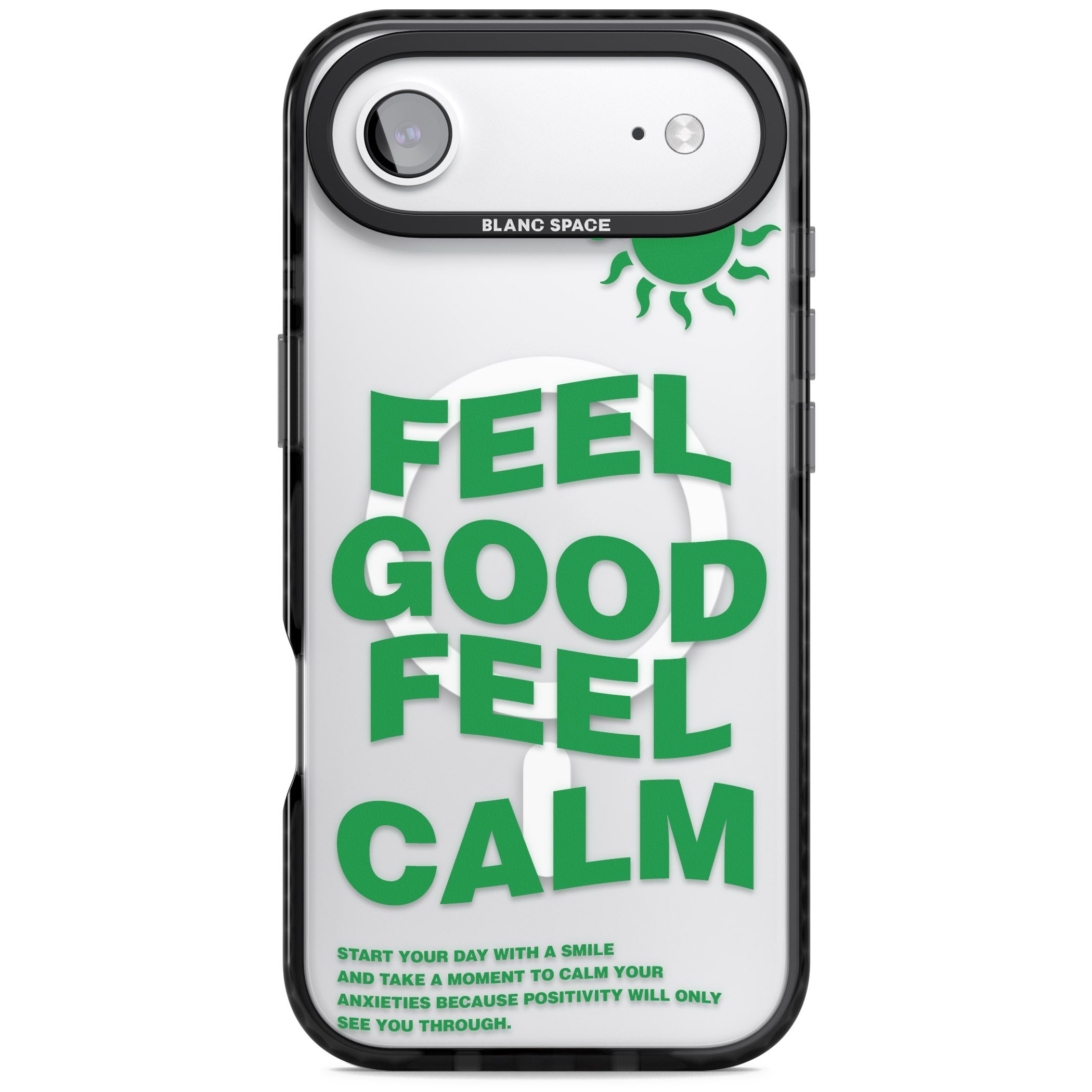 Feel Good Feel Calm (Green) iPhone 17 Air Impact Pro Black Phone Case
