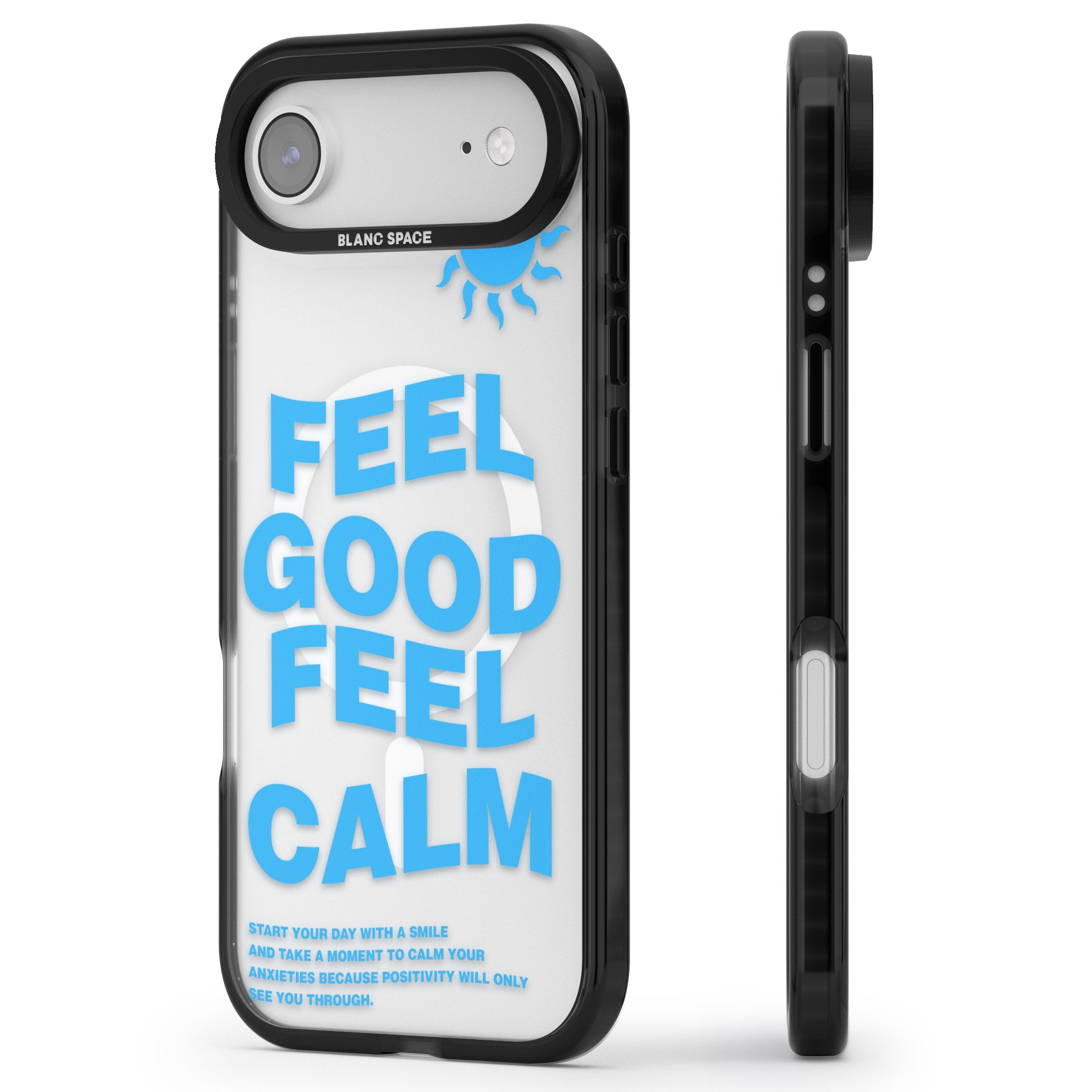 Feel Good Feel Calm (Blue) iPhone 17 Air Impact Pro Black Phone Case Side Profile