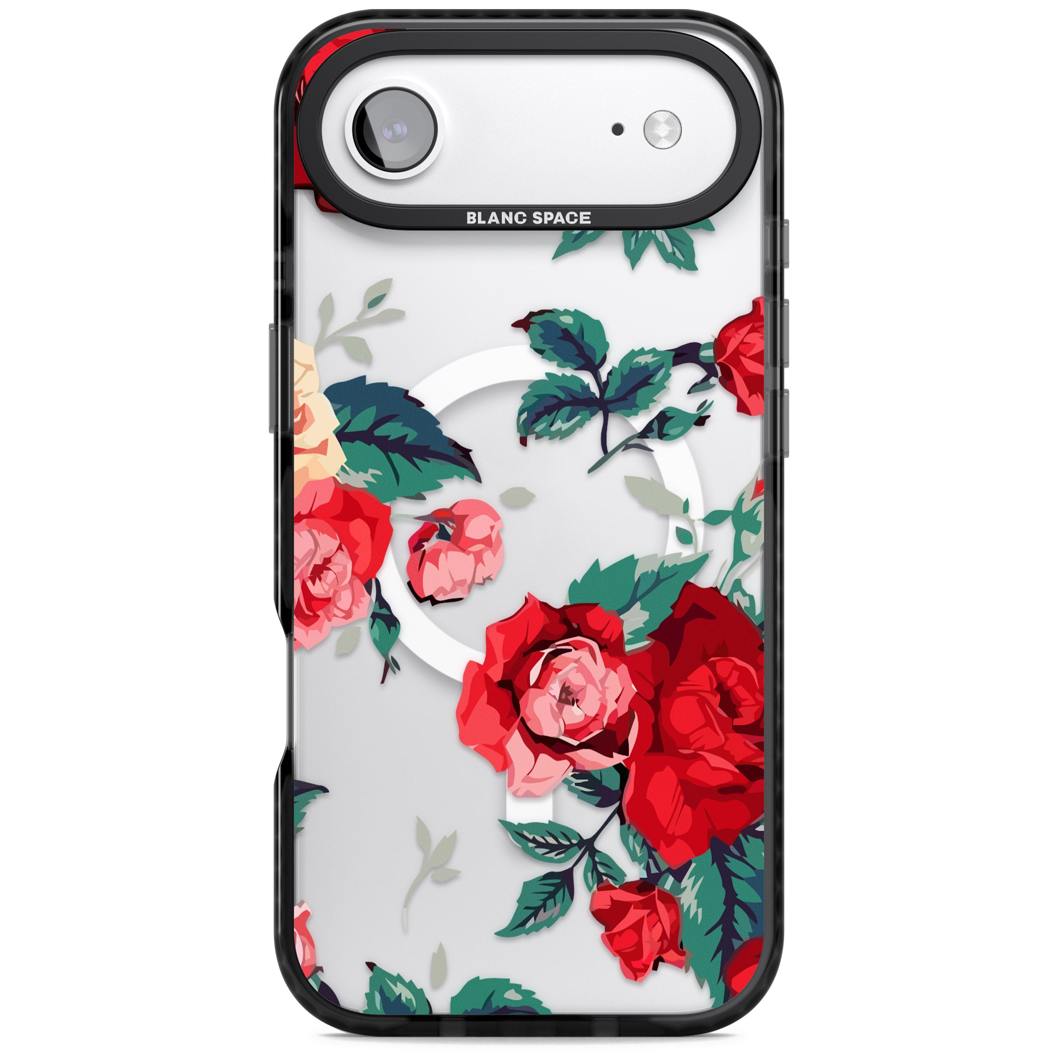 Rose Pattern iPhone 17 Air Impact Pro Black Phone Case