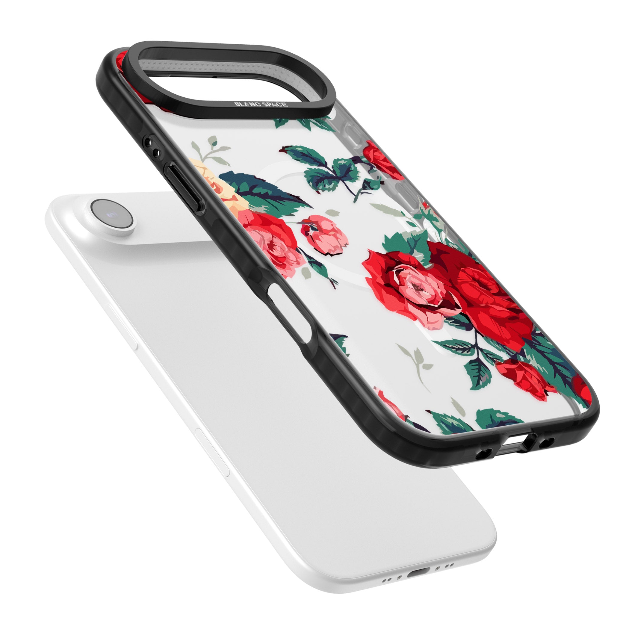Rose Pattern iPhone 17 Air Impact Pro Black Phone Case Colours