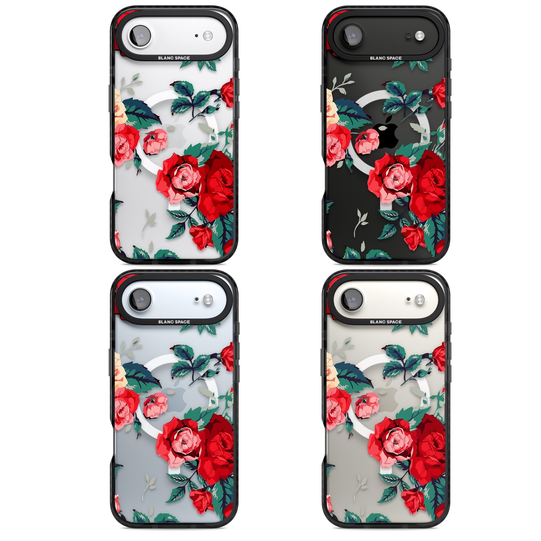 Rose Pattern iPhone 17 Air Impact Pro Black Phone Case APT Impact Protection