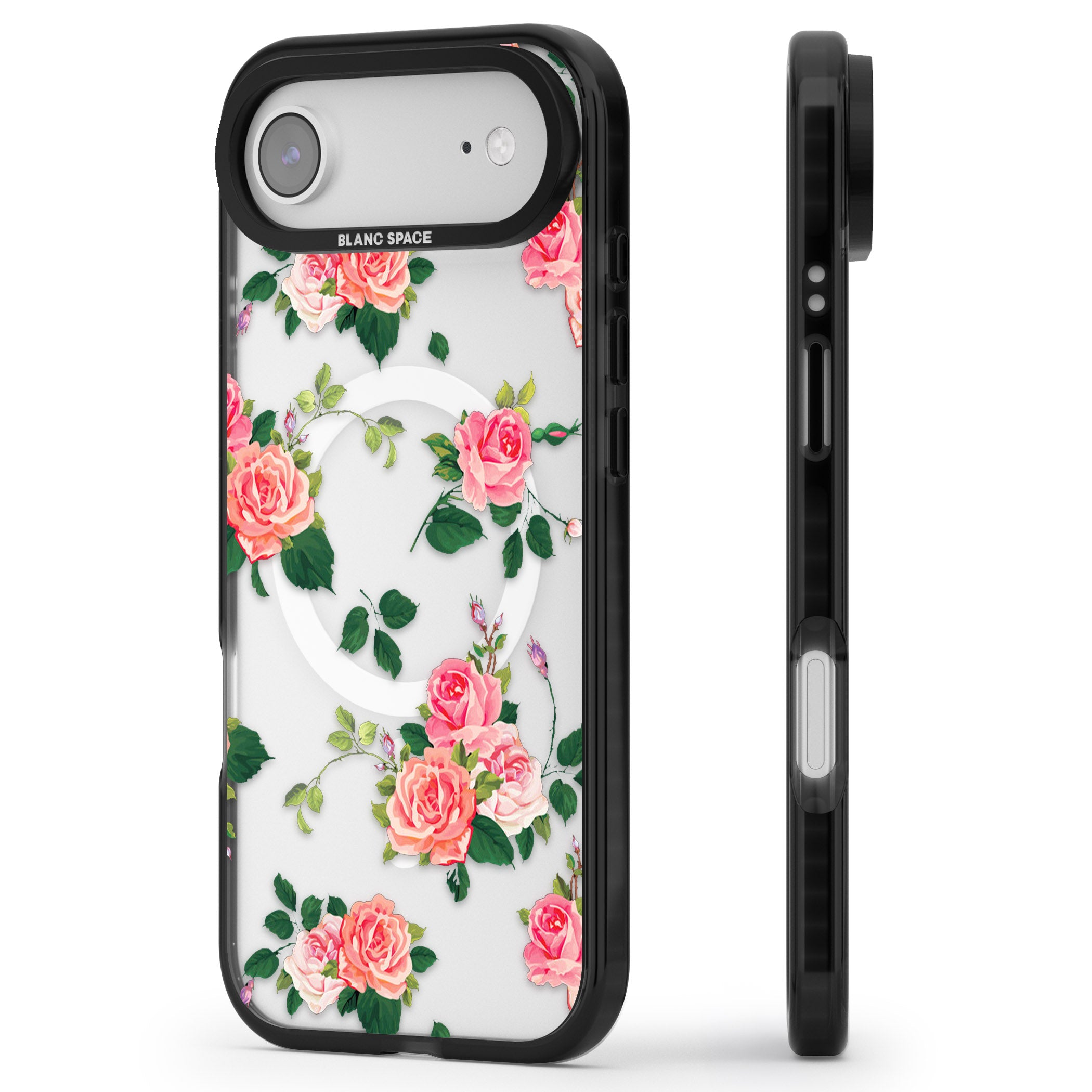Pink Roses iPhone 17 Air Impact Pro Black Phone Case Side Profile